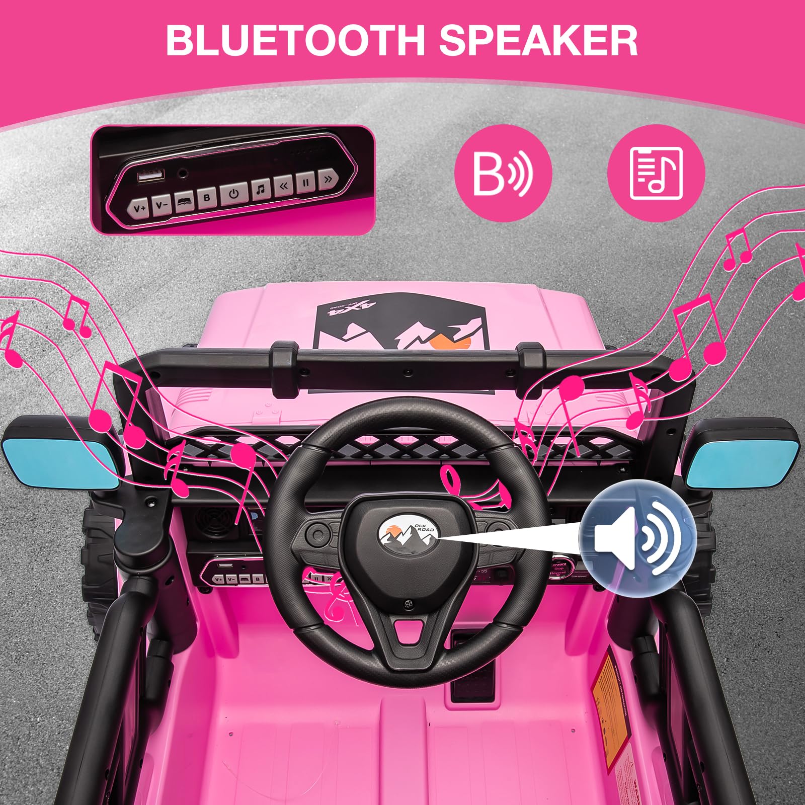 Macchina Elettrica Per Bambini 12 V, Auto Elettrica Per Bambini Telecomandatacon, 3 Velocità, Musica, LED, Clacson, Bluetooth, Regalo per Bambini 3-8 Anni (Rosa)