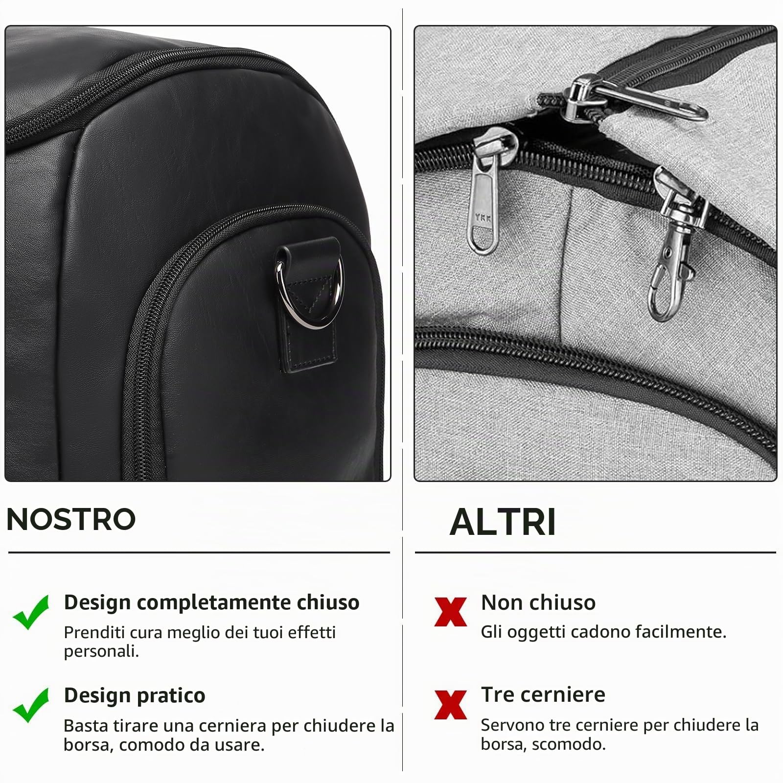 Borsa per indumenti convertibile da donna, borse per indumenti in pelle per viaggi con custodia per scarpe 2 in 1 da appendere valigia borsa da viaggio da donna borsa da viaggio per donna borsone