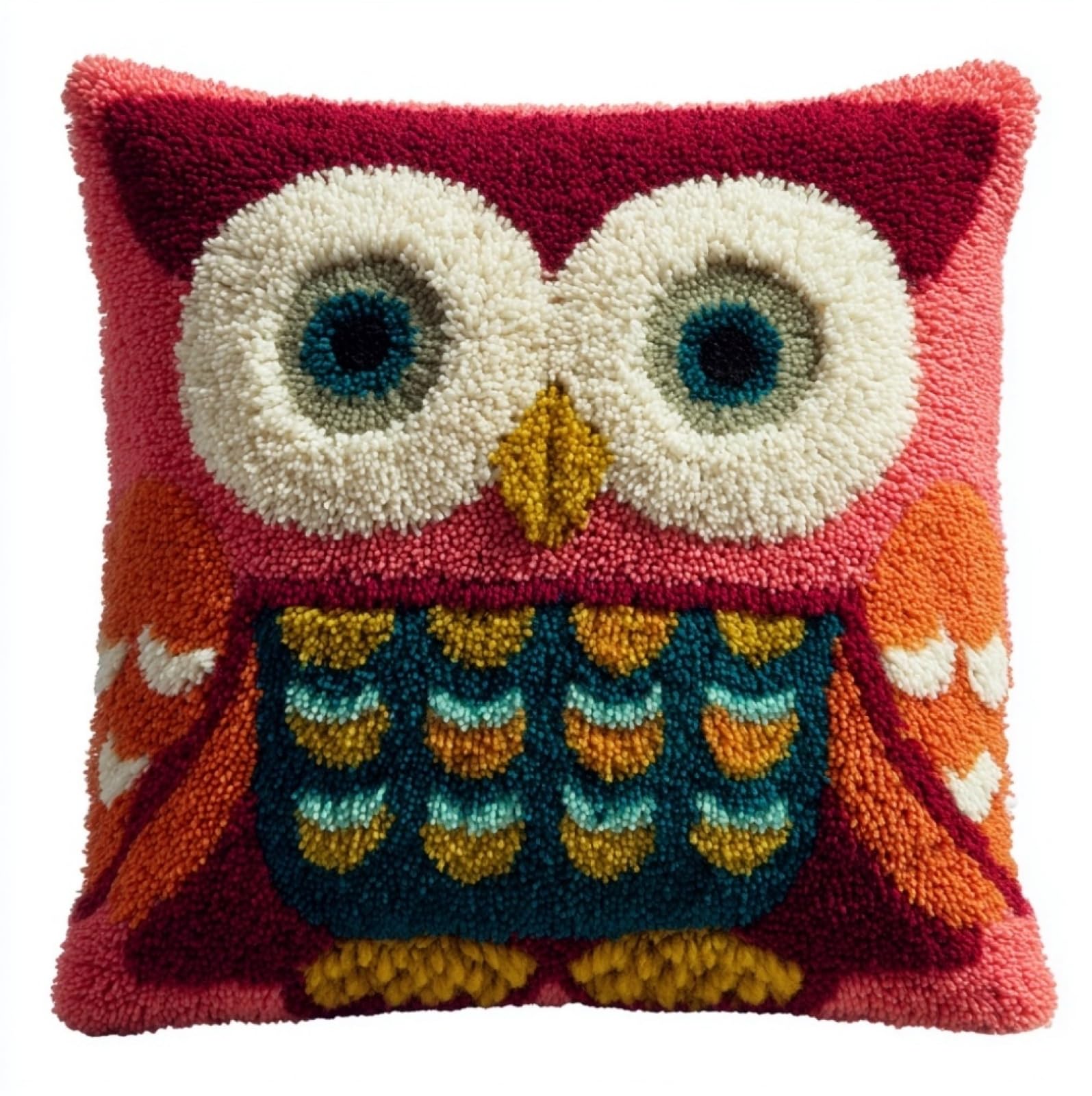 WallustrioaW Latch Hook Cushion Kit 43x43cm,Cartoon Owl