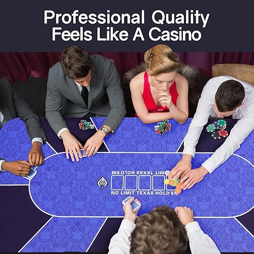 Miniatura 4 de Alfombrilla de póquer profesional de 70 pulgadas x 35 pulgadas, 8 jugadores de goma portátil Texas Hold'em Poker con bolsa de transporte para jugar