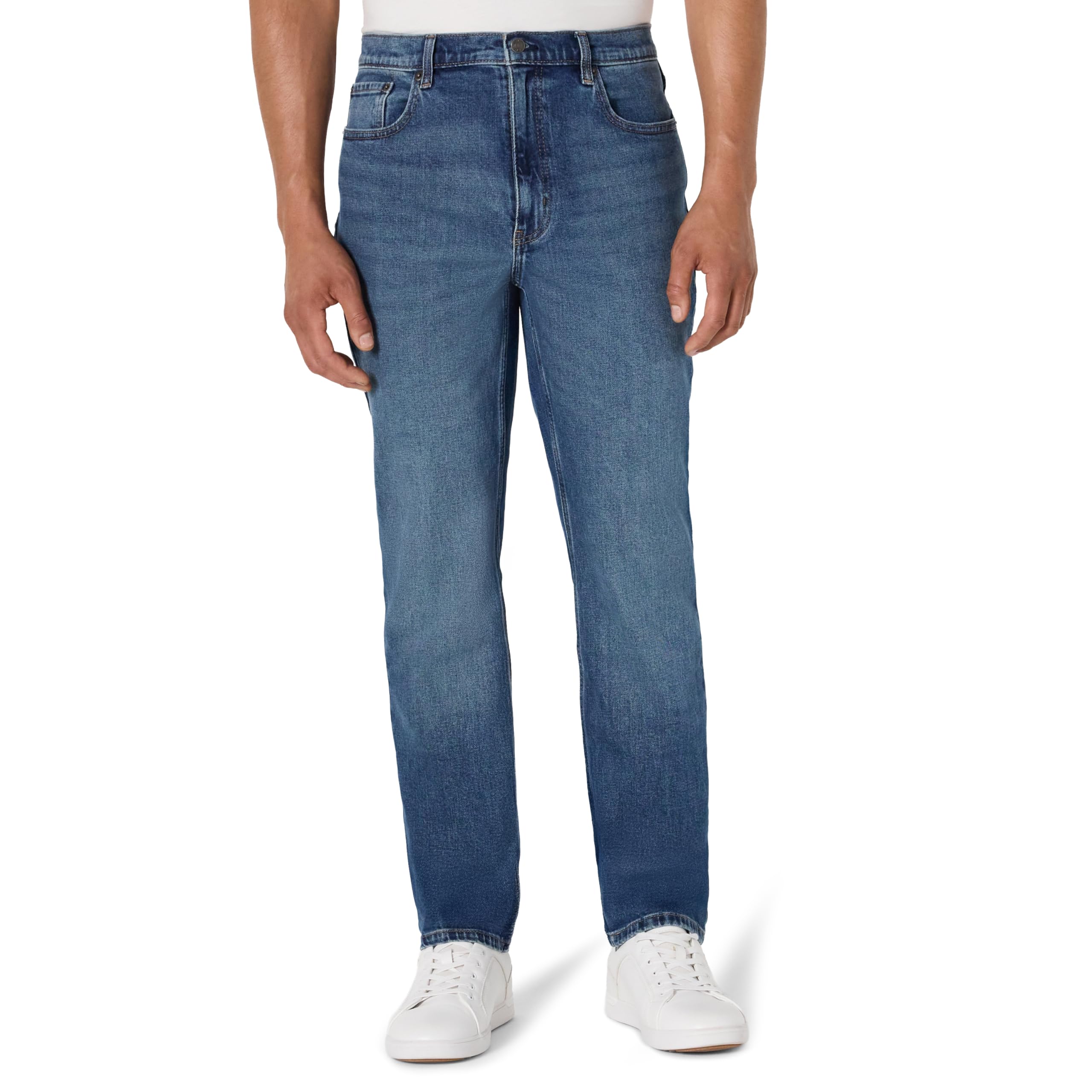 Amazon Essentials Men's Low-Stretch Slim Straight Jeans, Stone Medium Wash, 36W / 30L