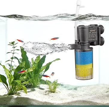 Internal Fish Tank Filter, 2-Stage Biochemical Sponge Filtration, 90GPH Fixed Water Flow Submersible Aquarium Filter Pump with Aeration for 1015 Gallon, TH-28090GPH