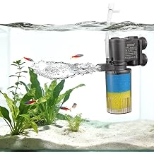 Internal Fish Tank Filter, 2-Stage Biochemical Sponge Filtration, 90GPH Fixed Water Flow Submersible Aquarium Filter Pump with Aeration for 1015 Gallon, TH-28090GPH
