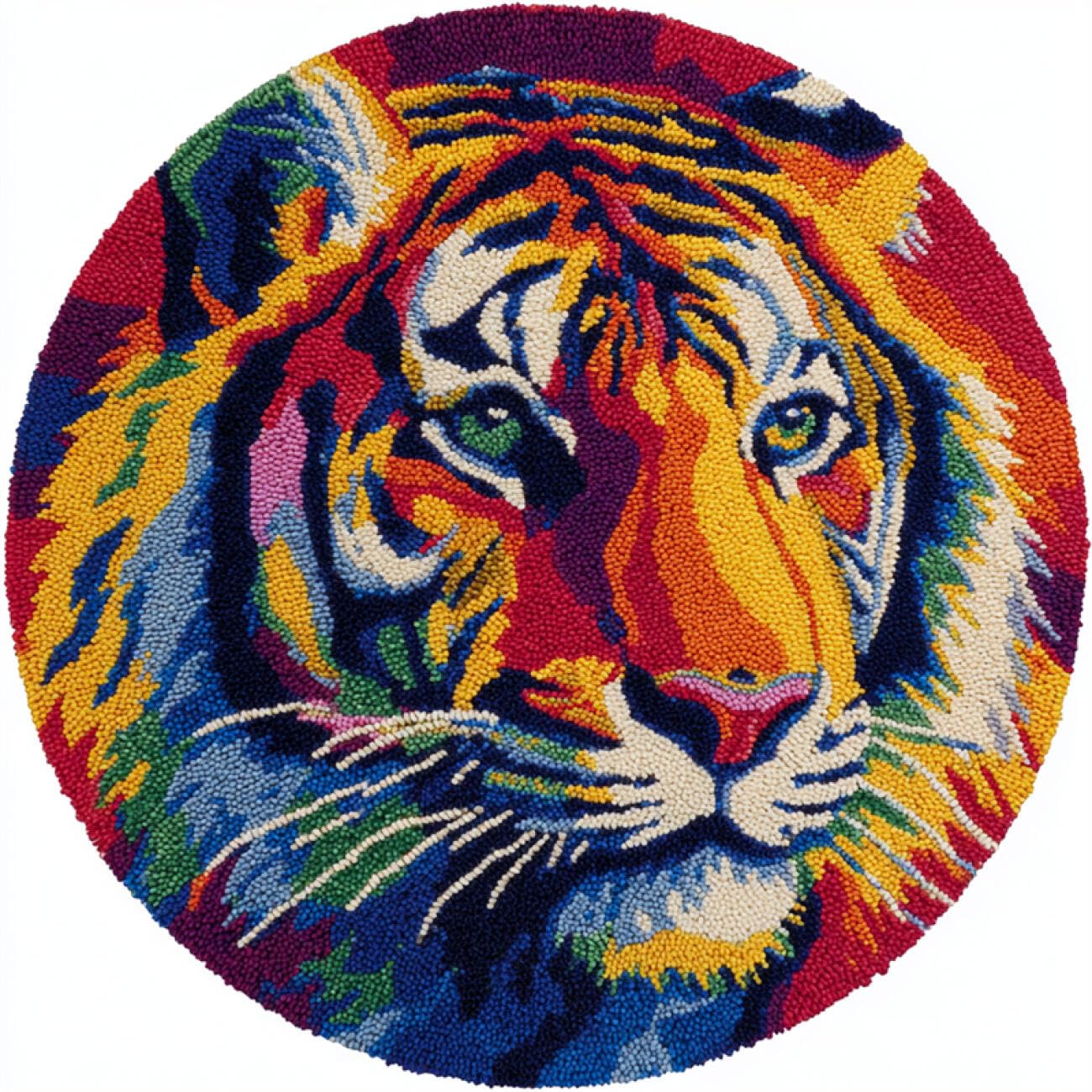 Kitquiver Animal Latch Hook Craft Kits Colorful Tiger DIY for Kids and Adults Gift for Family Friends Needlework Crafts Cute Gifts 50x50cm