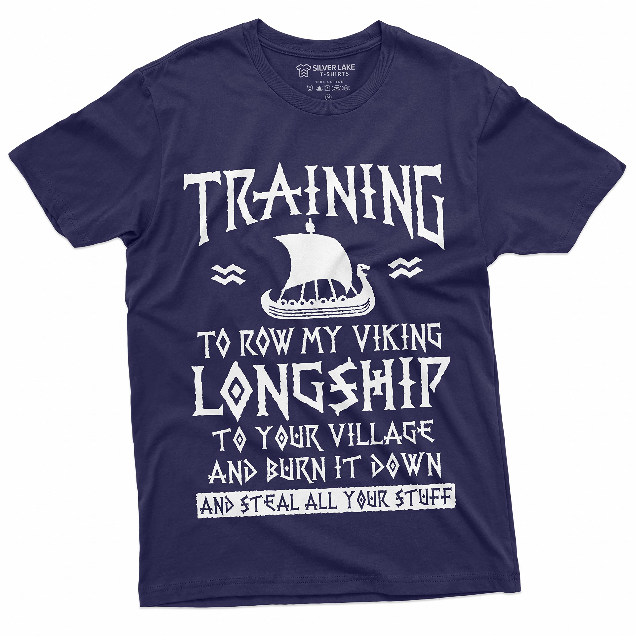 Men's Funny Viking Training T-Shirt Nordic Norse Longship Thor Odin Tee Shirt