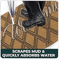 Vista 6 de Felpudo de bienvenida semicircular, tapete de fibra de coco artificial, antideslizante, tapete de entrada de medio círculo para interiores