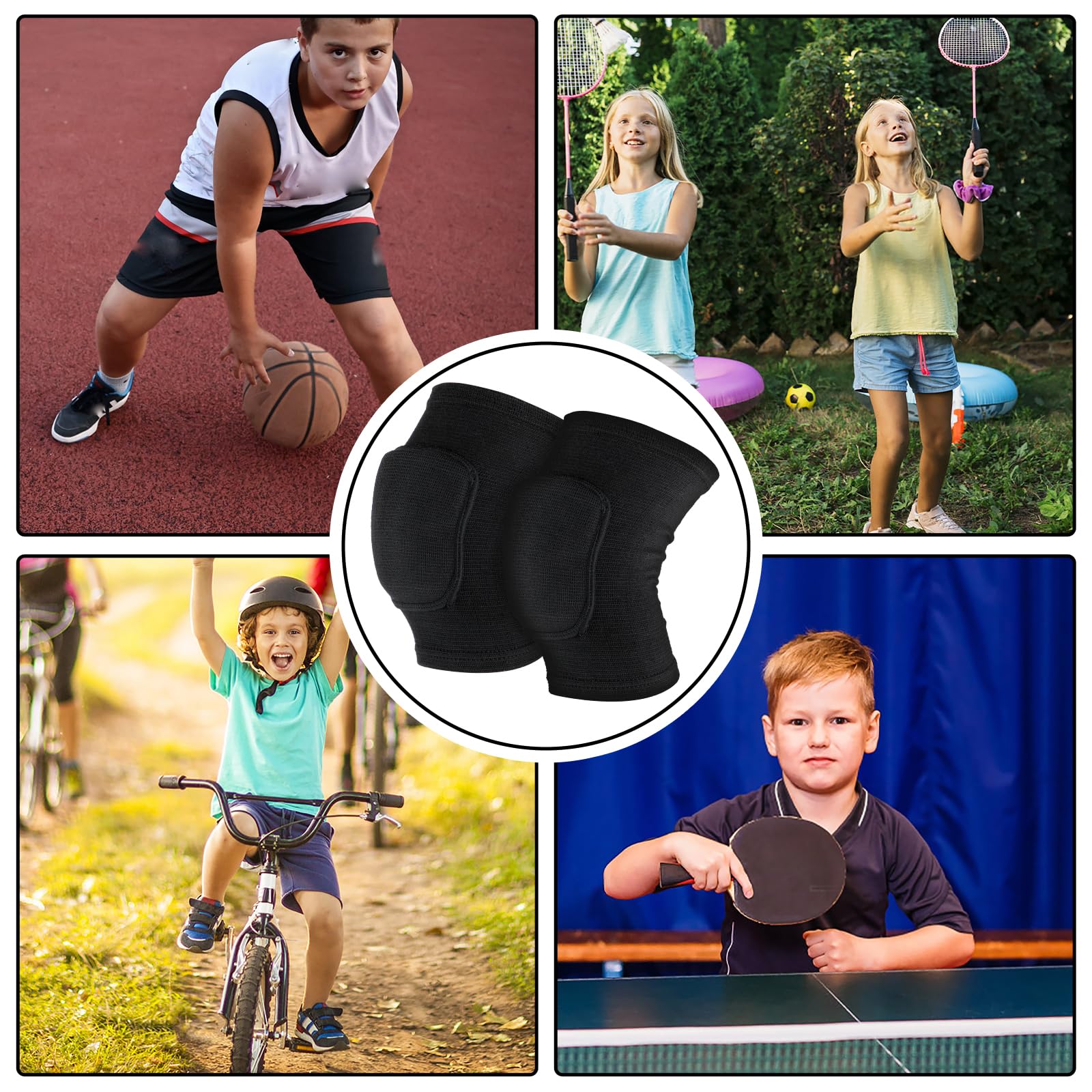 Sibba Genouillère Pour Enfants Genouillère Élastique Respirante Protection De Genou En Éponge Rembourrée Antidérapante Pour Le Volleyball La Danse Course Patinage Basketball Football Sports