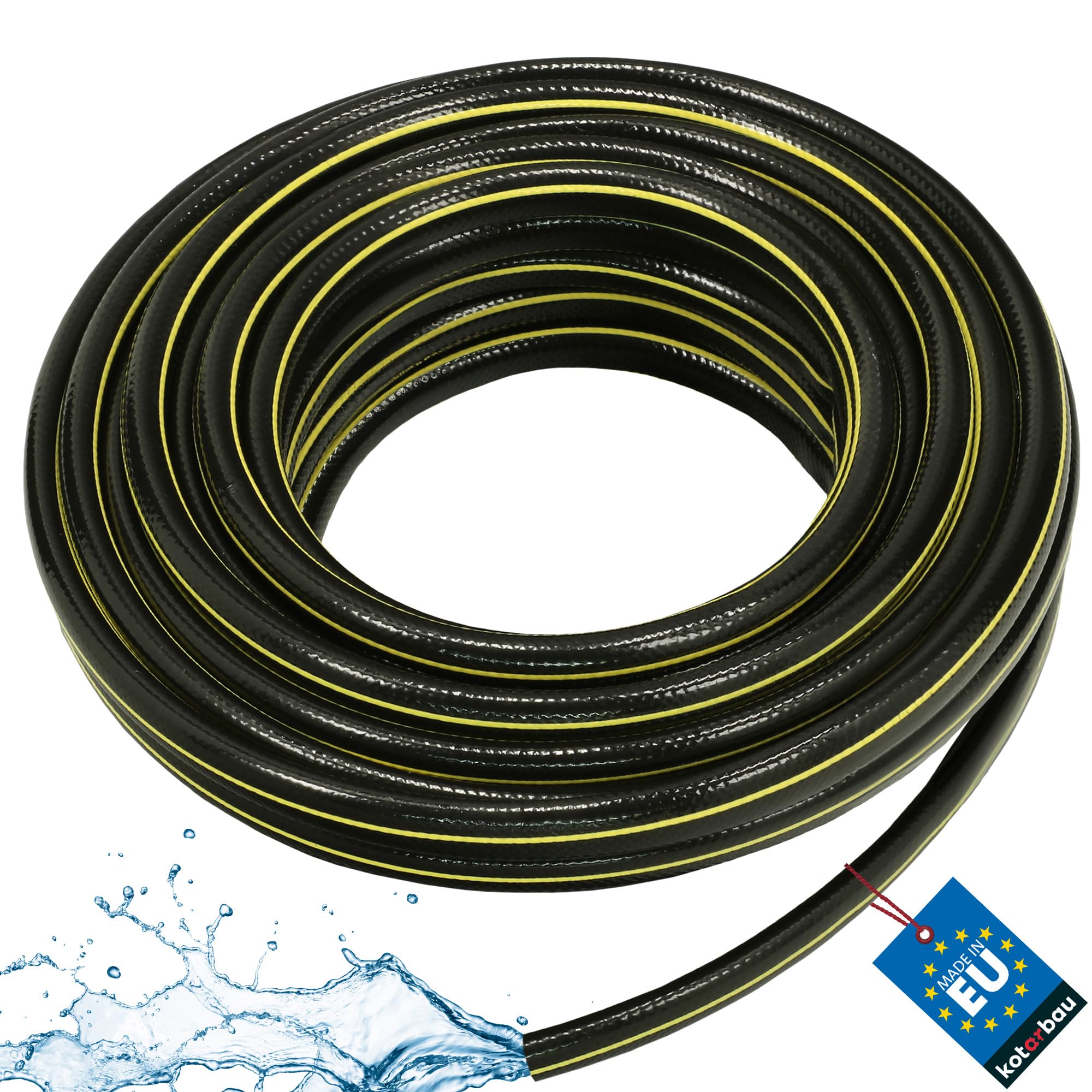 KOTARBAU 3/4 Inch 20 m 4 Layers Reinforced Black Yellow Professional Garden Hose for Watering Plants