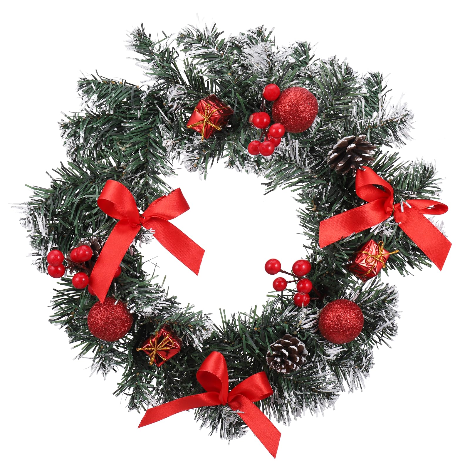 Fentar Corona Navidad Puerta, 35cm Guirnalda Navidad Puerta, Rojo Coroa de Natal Porta, Elegante Artificial Guirnaldas Navidad,Sólido Guirnalda Abeto Adornos Navidad Grandes Puerta Exterior Entrada