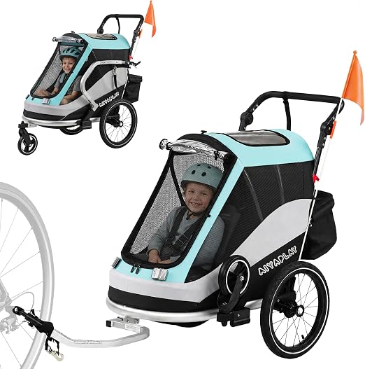 AIYAPLAY Remorque de Vélo Légère Qaba 2-en-1