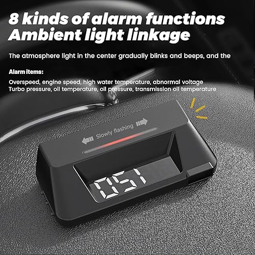 Miniatura 6 de AkaBane Pantalla de calibre OBD2, pantalla frontal para automóvil, medidor de RPM, velocímetro, medidor de temperatura del agua, medidor inteligente