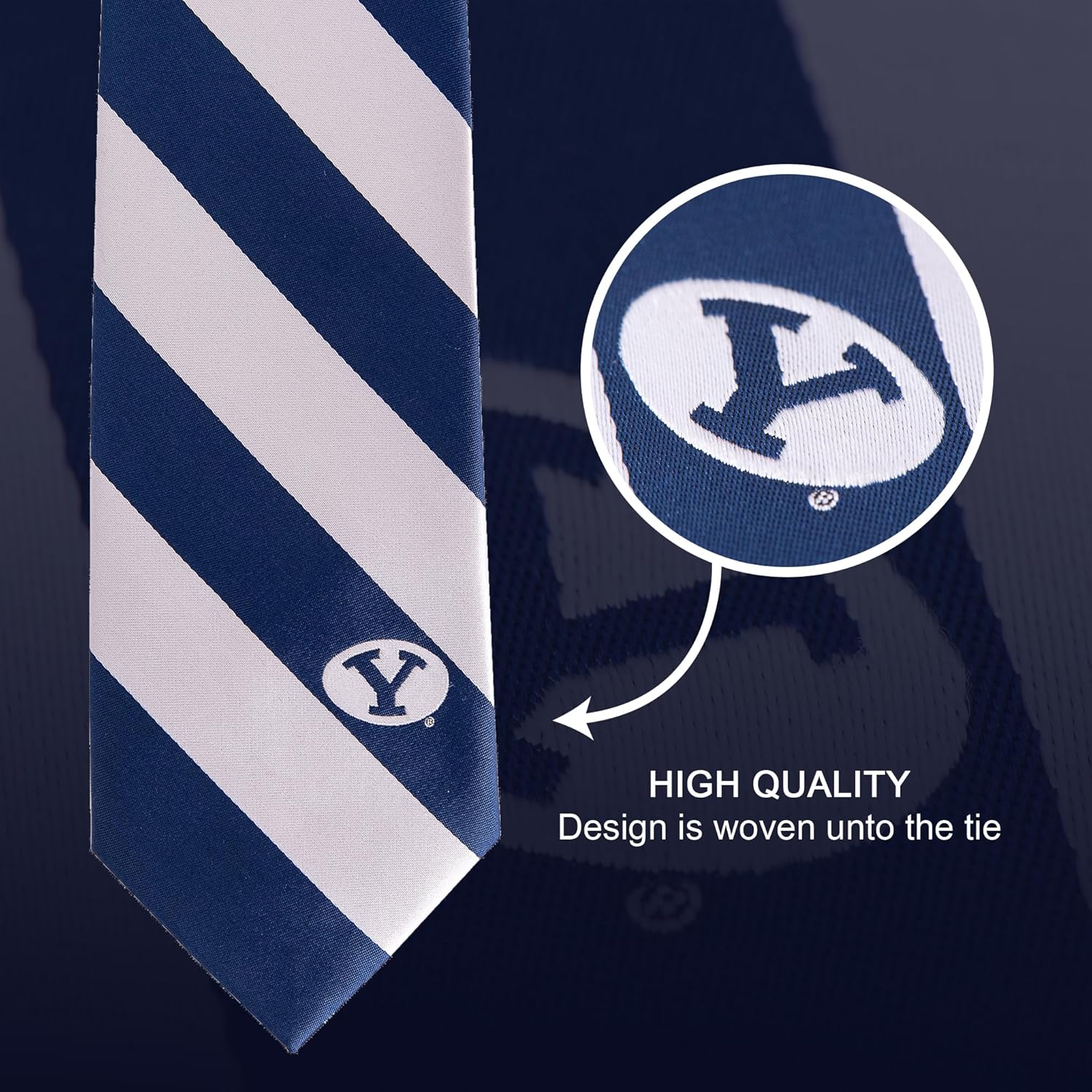 Desert Cactus Brigham Young University Neck Tie BYU Cougars 100% Polyester Necktie with Logo, Officially Licensed