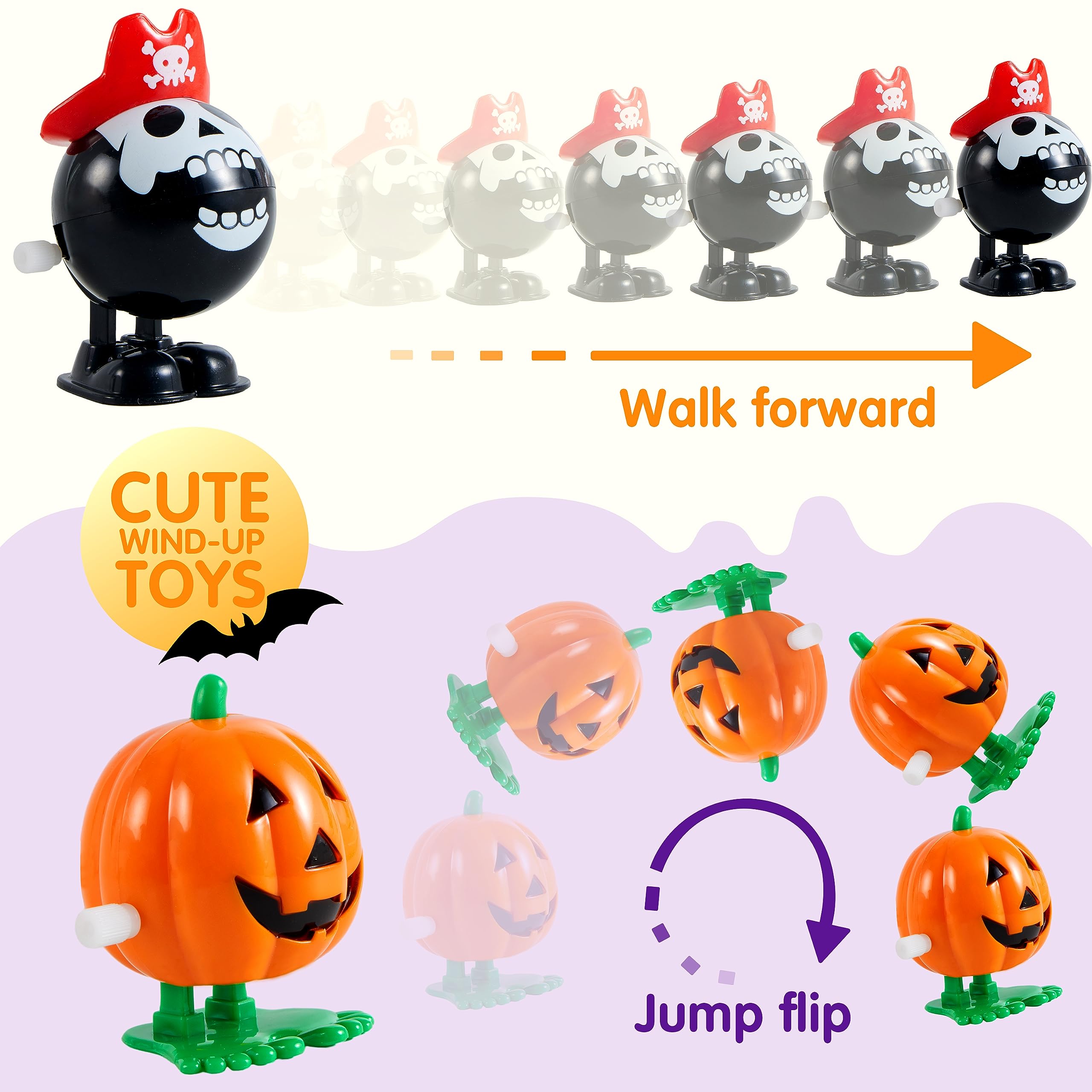 JOYIN Paquete de 24 Pcs Surtidos de Juguetes de Cuerda de Halloween para Relleno de Bolsas