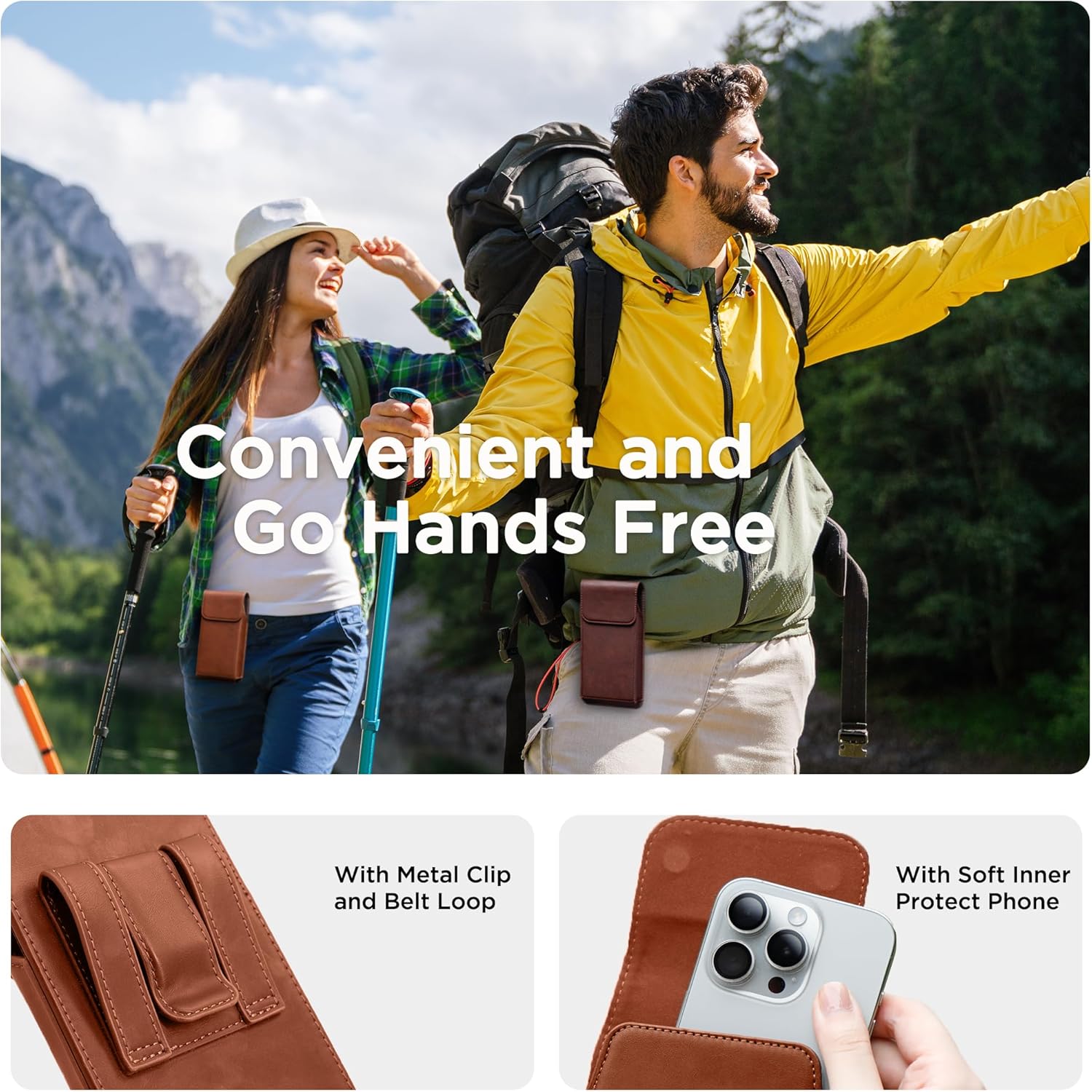 Holster for iPhone 17 Pro Max 16 Pro Max 15 Pro Max 14 Pro Max 13 Pro Max Air 16 Plus 15 Plus 14 Plus, Premium Leather Pouch with Belt Clip Phone Holster Belt Case, Brown -L - Image 5