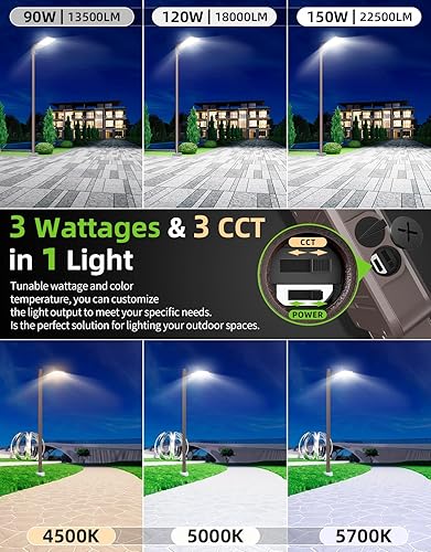 Miniatura 3 de Luz LED de estacionamiento de 150 W, 120 W, 90 W, ajustable, 4500 K, 5000 K, 5700 K, sintonizable hasta 22500 lm, fotocélula LED, caja de zapatos,