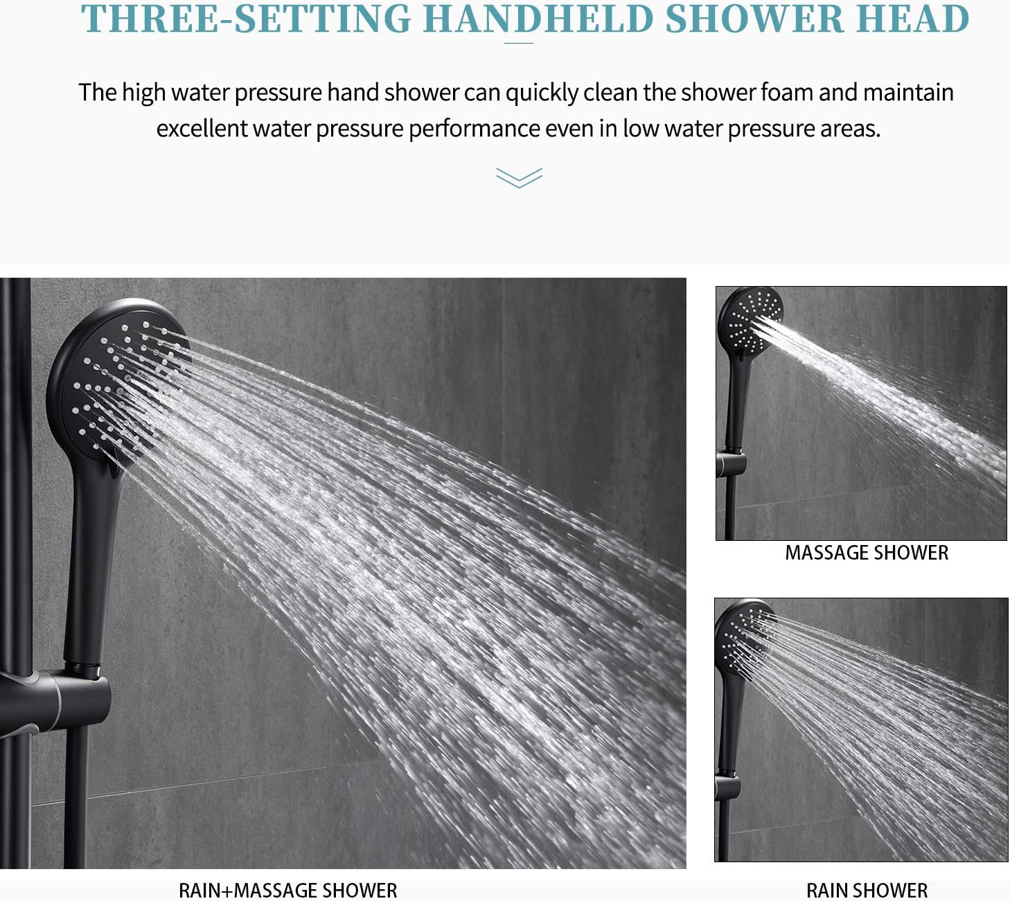 Get Special Price Shower System, Wall Mounted Slide Bar Shower Faucet Set for Bathroom with High Pressure 8 Rain Shower head and 3-Setting Handheld Shower Set, Shower Valve with Trim and Diverter,Matte Black