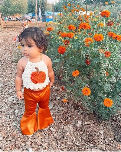 Miniatura 2 de Ropa de Halloween para bebé niña de 0 a 6 años, sudadera de calabaza, camisetas, camisetas y pantalones acampanados, conjunto de ropa de otoño