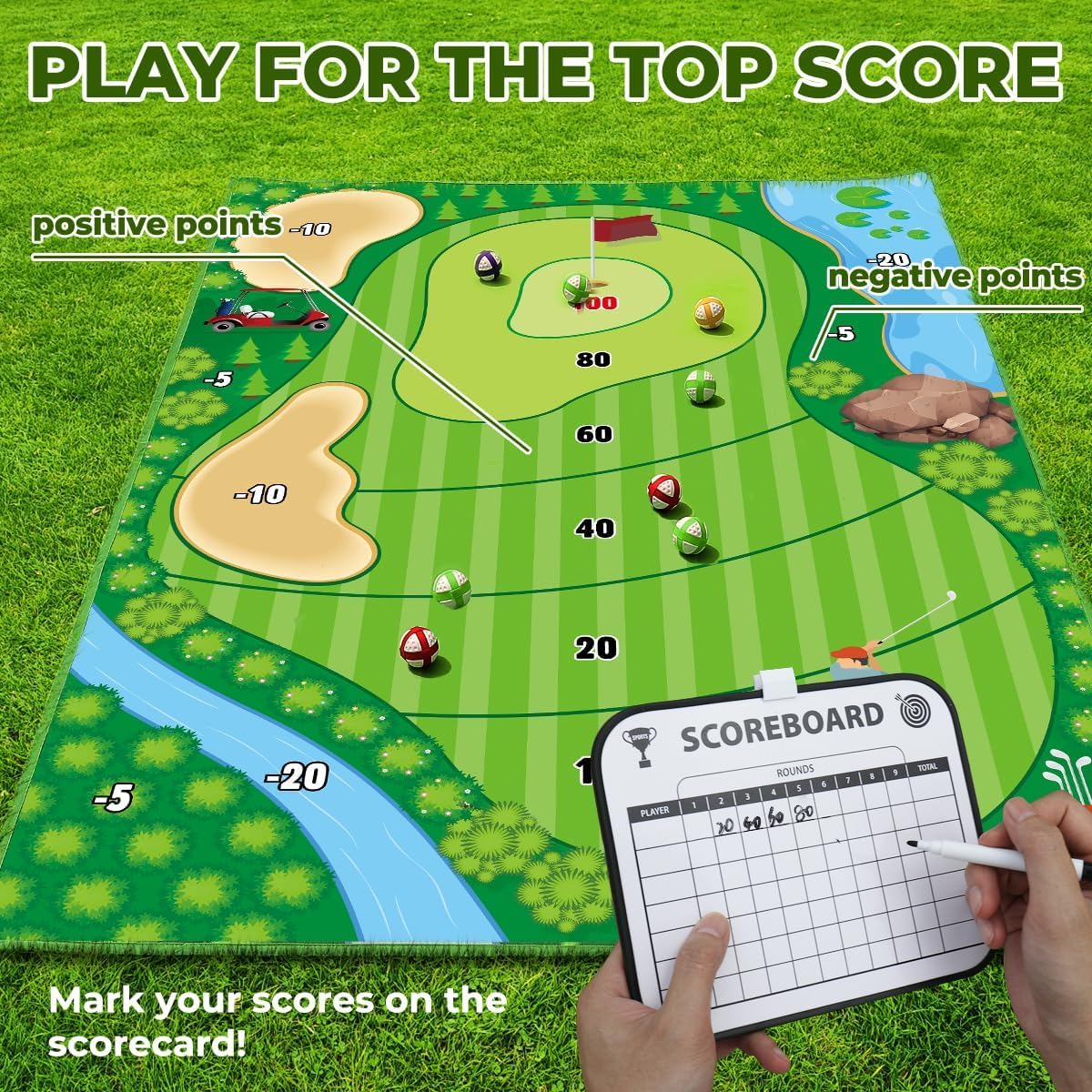 Tapis de Putting Entraînement Golf Set, Golf Putting Piste pour Adultes, Enfants familles Golf Putting Trainer Tapis de Golf pour Intérieur/Extérieur
