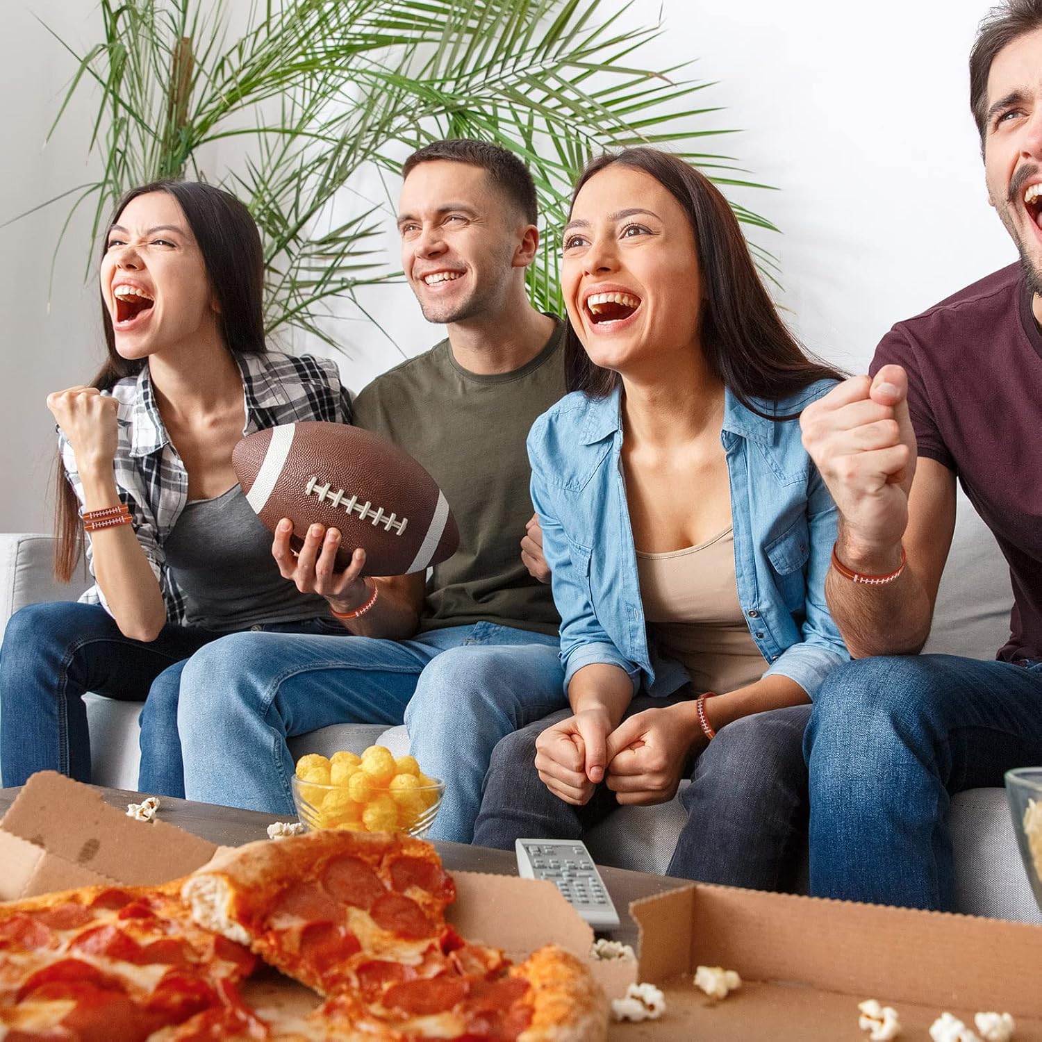 Zhanmai 150 Pieces Football Silicone Bracelets Bulk Sporty Stretch Rubber Wristbands Sport Themed Party Favors Accessories for Adults Football Birthday Party Decorations Stuffers Filler Gifts Supplies - Image 3