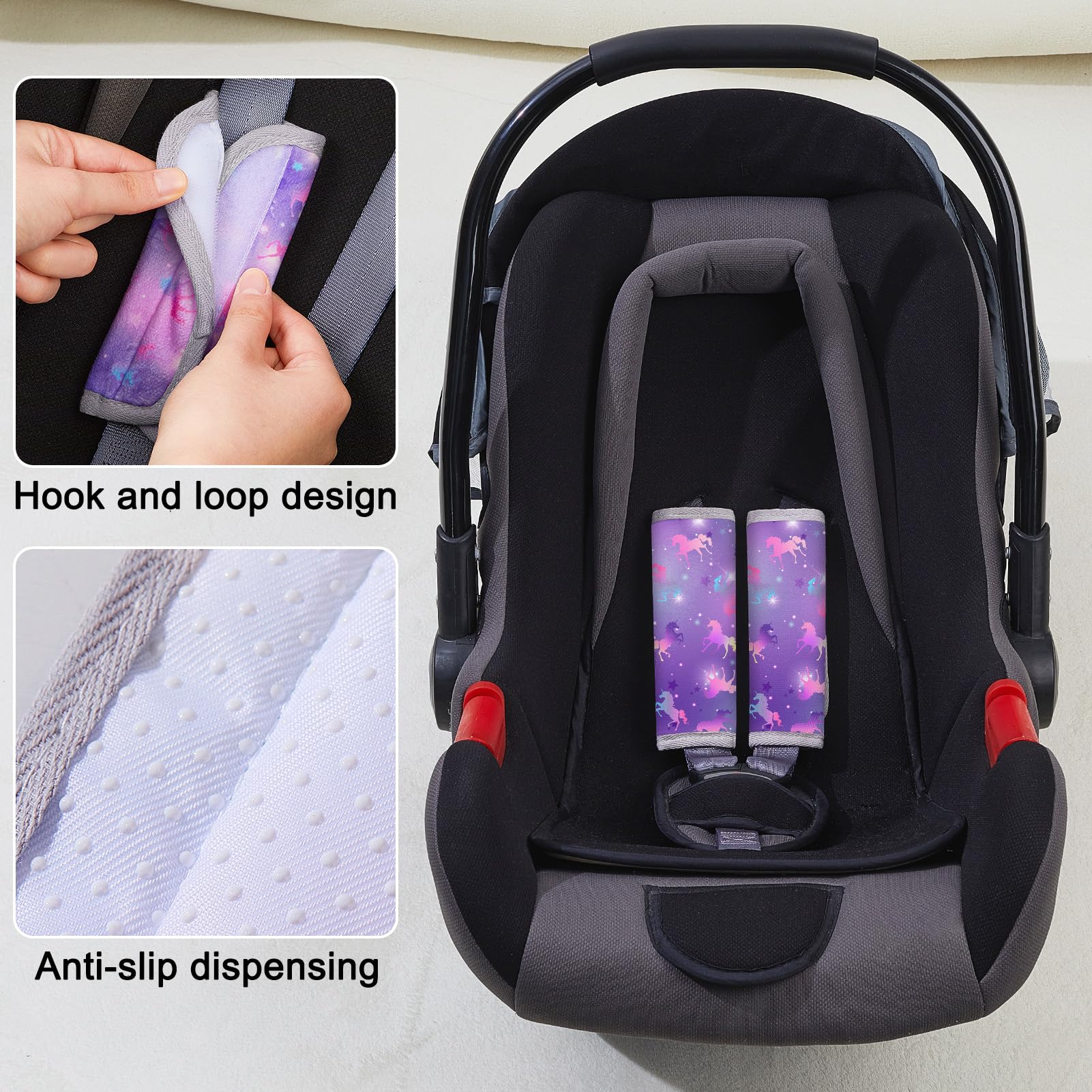 MHJY Copri Cintura di Sicurezza Auto Bambino Copricintura 2 Pezzi Imbottitura Cintura Sicurezza Bambini Protezione Cuscino per Passeggino Neonato Infante Ragazze Ragazzi