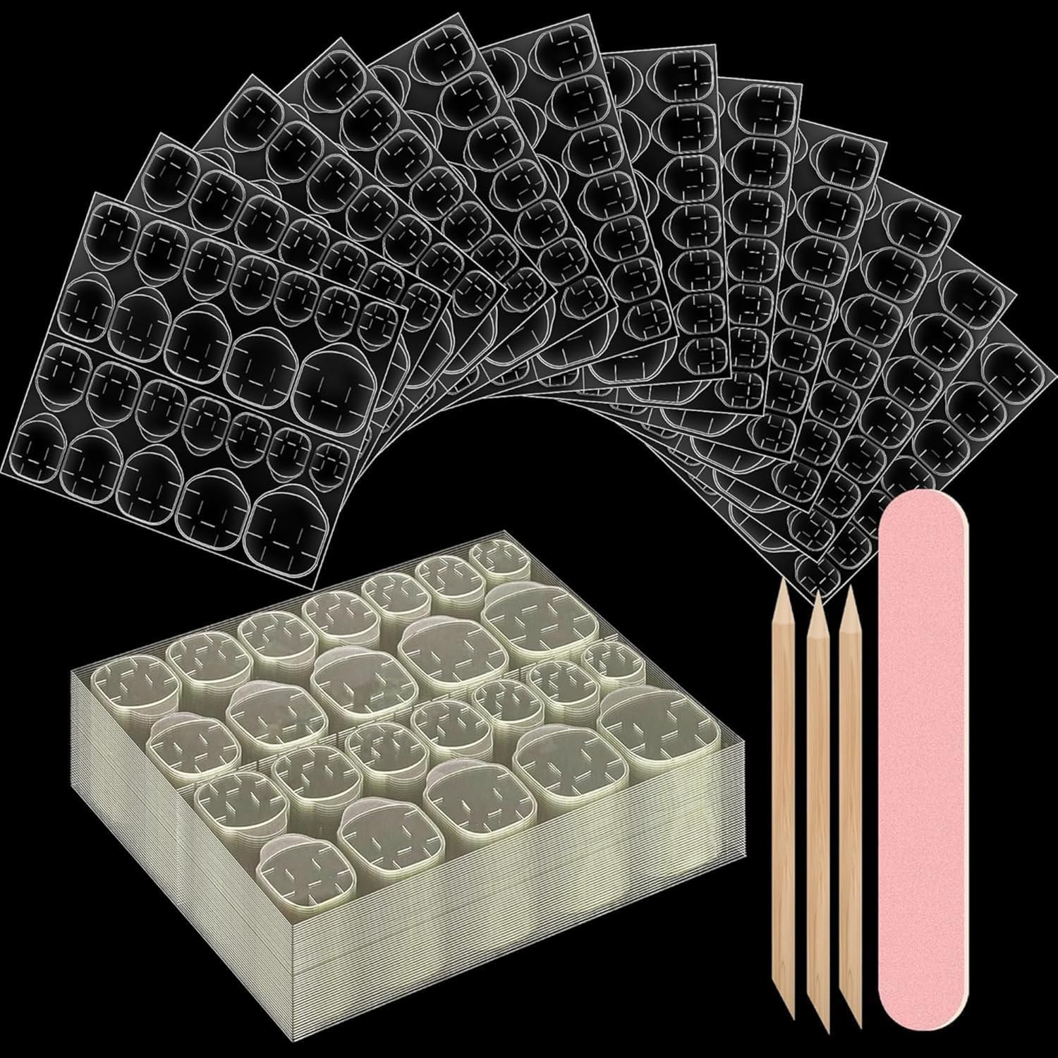 Lobe Miracle Nail Adhesive Tabs for Press on Nails, 480pcs Double Sided Transparent Jelly Glue Stickers, Waterproof Breathable Manicure Tabs, 20 Sheets with Tools-image-15