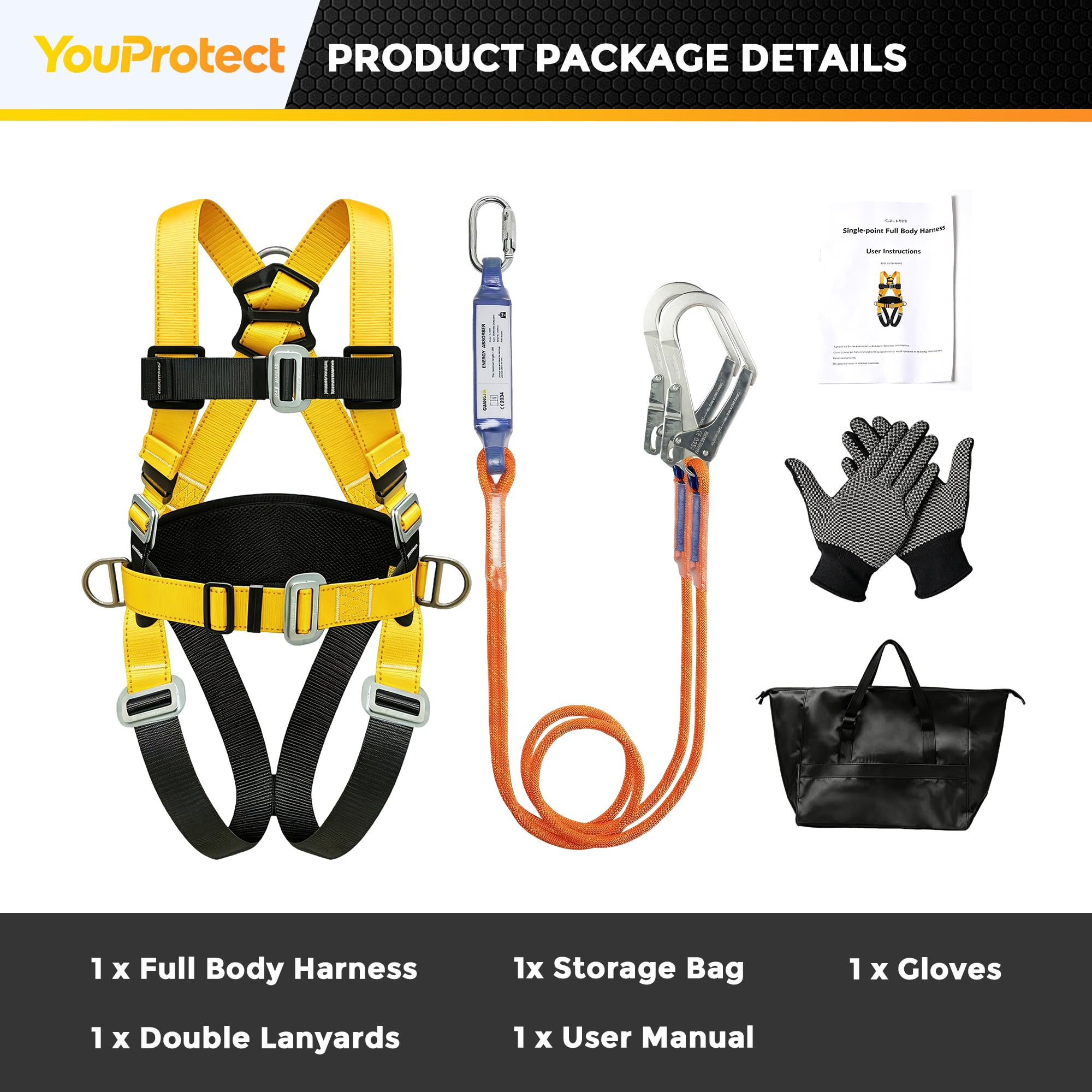 Kit di imbracatura di sicurezza per la caduta Kit completo di imbracatura di sicurezza
