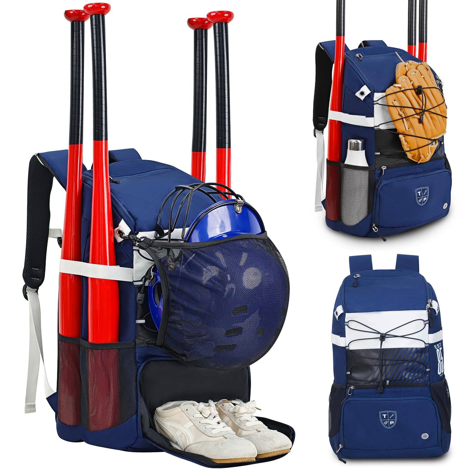 Baseball Bag, Lightweight Softball Bat Bag with Shoe Compartment