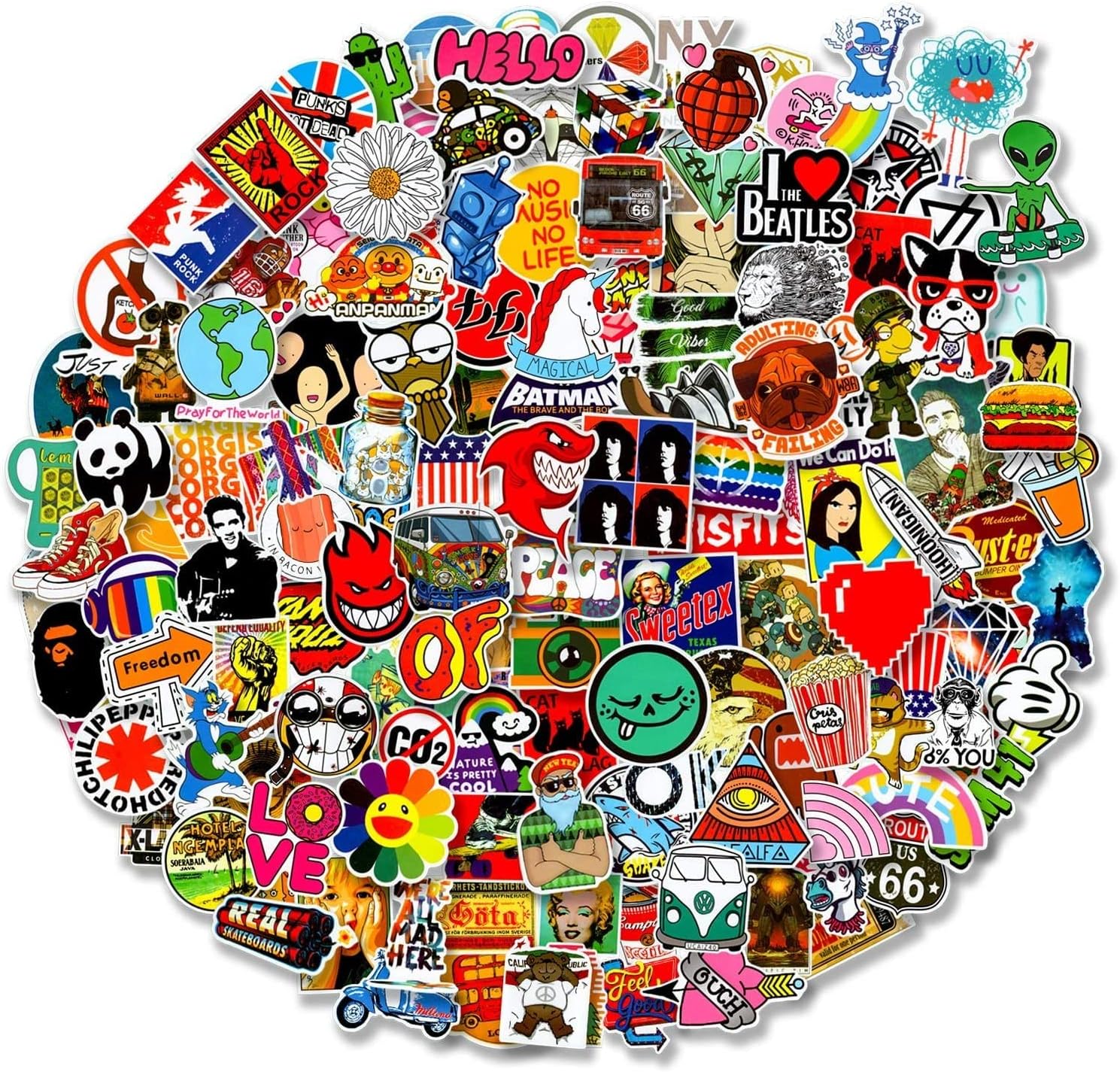 LIFEBE300 pcs Cool Random Stickers Vinyl Skateboard Stickers, Variety Pack for Laptop Guitar Suitecase Water Bottle Car Luggage Bike Stickers Waterproof Graffiti Decals,Gift for Teens Adult