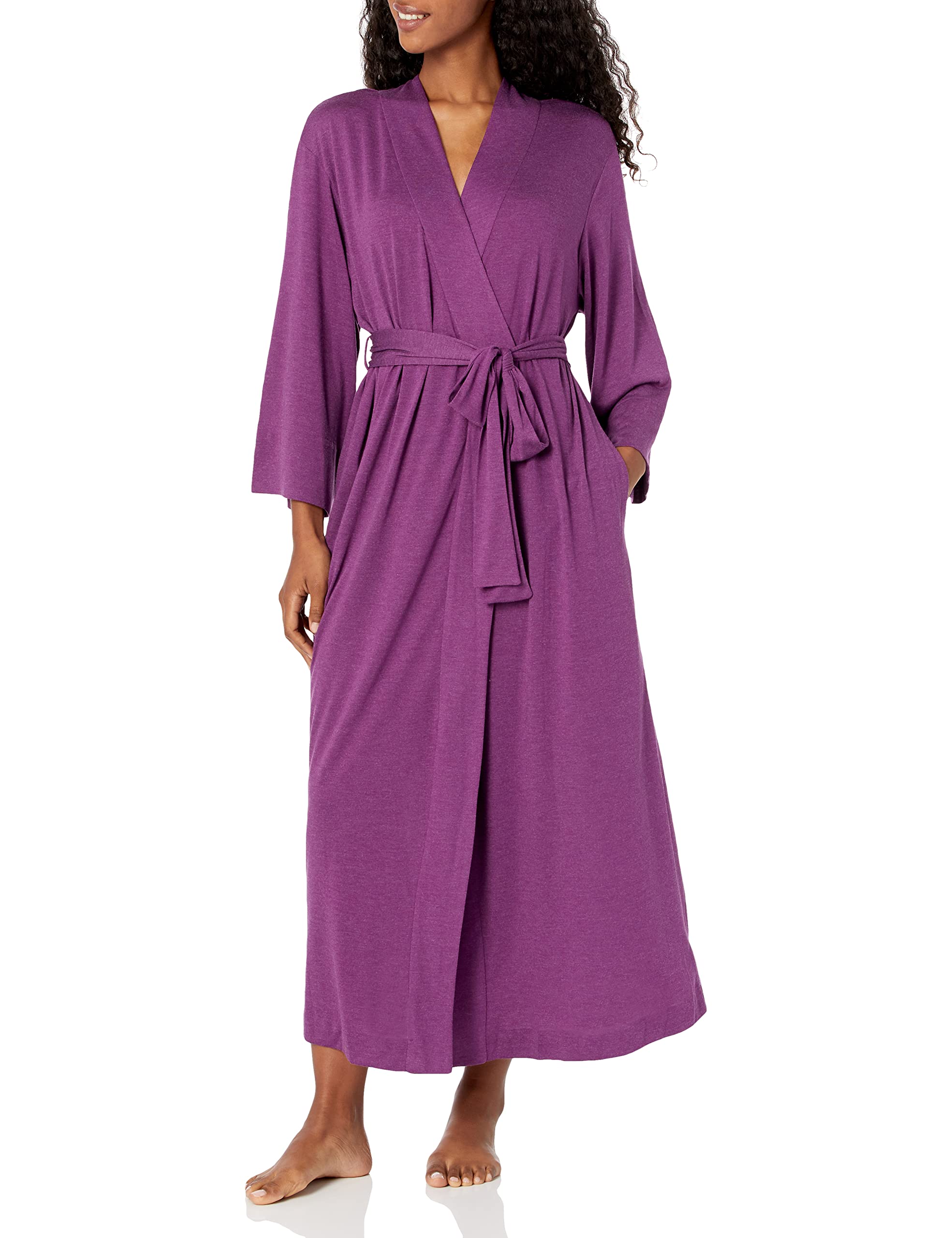 Natori Shangri La Long Robe with Kimono Sleeves, Bathrobe for Women