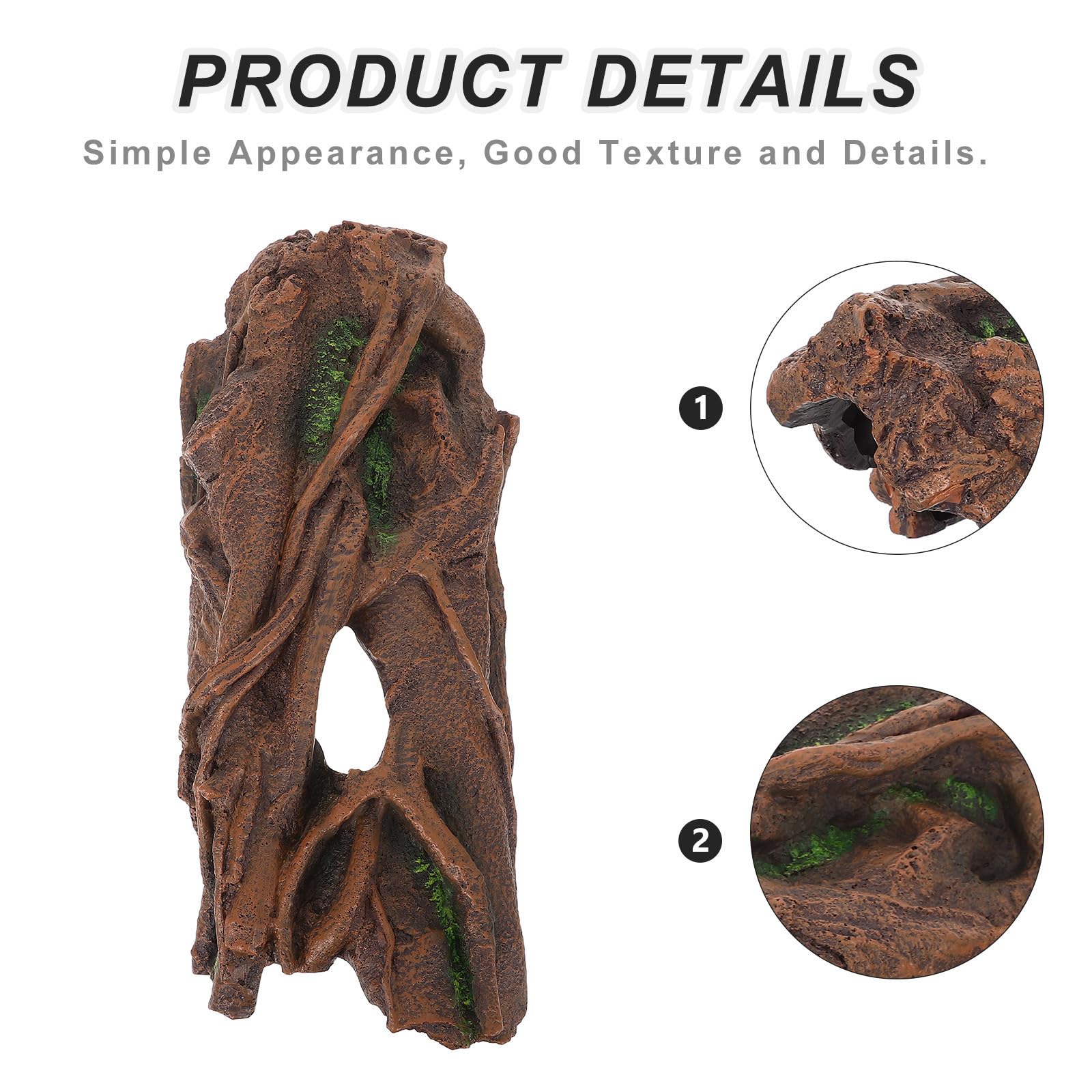 Escondite de Raíz de Árbol Simulado para Reptiles con Diseño Hueco para Acuario y Terrario Decorativo y Refugio Natural