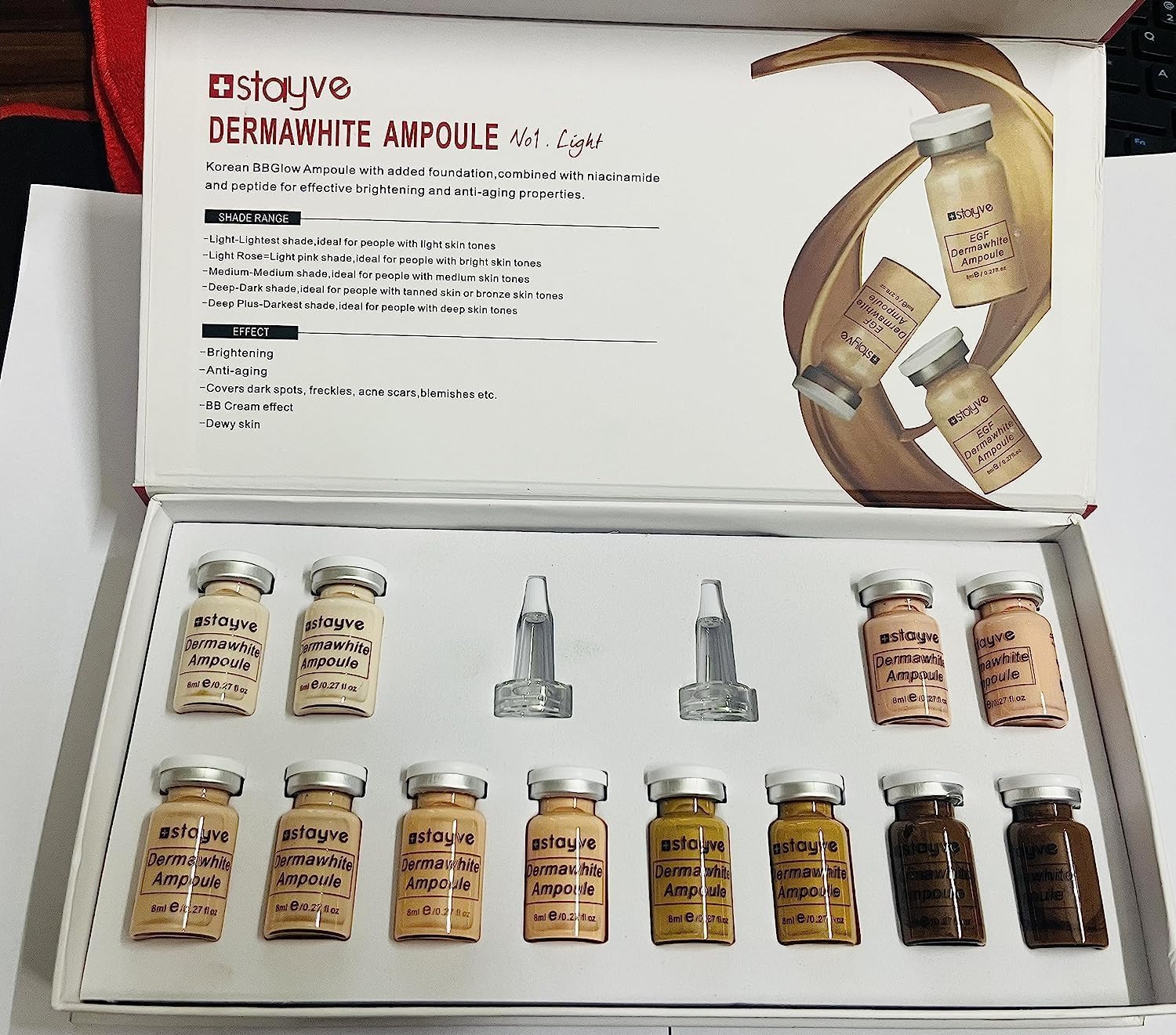 R A Products BB Glow Dermawhite No.1 Light - 12 Ampoules x 8ml Cream for Radiant and Even Skin Tone-picture-33