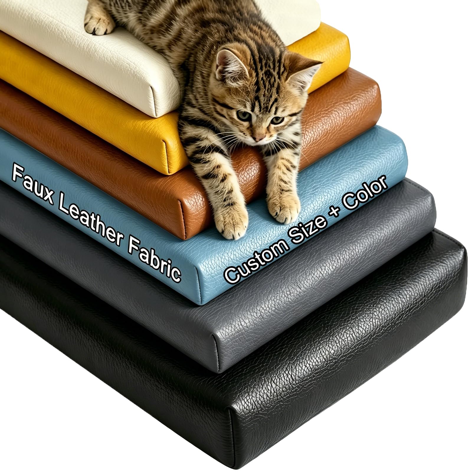 Chinimon Custom Bench Cushion, Garden Bench Cushions Non-Slip Option for Indoor/Outdoor, Window Seat Cushion High Density Foam for Sofa, Bay Window, Chair, Pet Bed (Cat Scratch Leather, Thick 10CM)