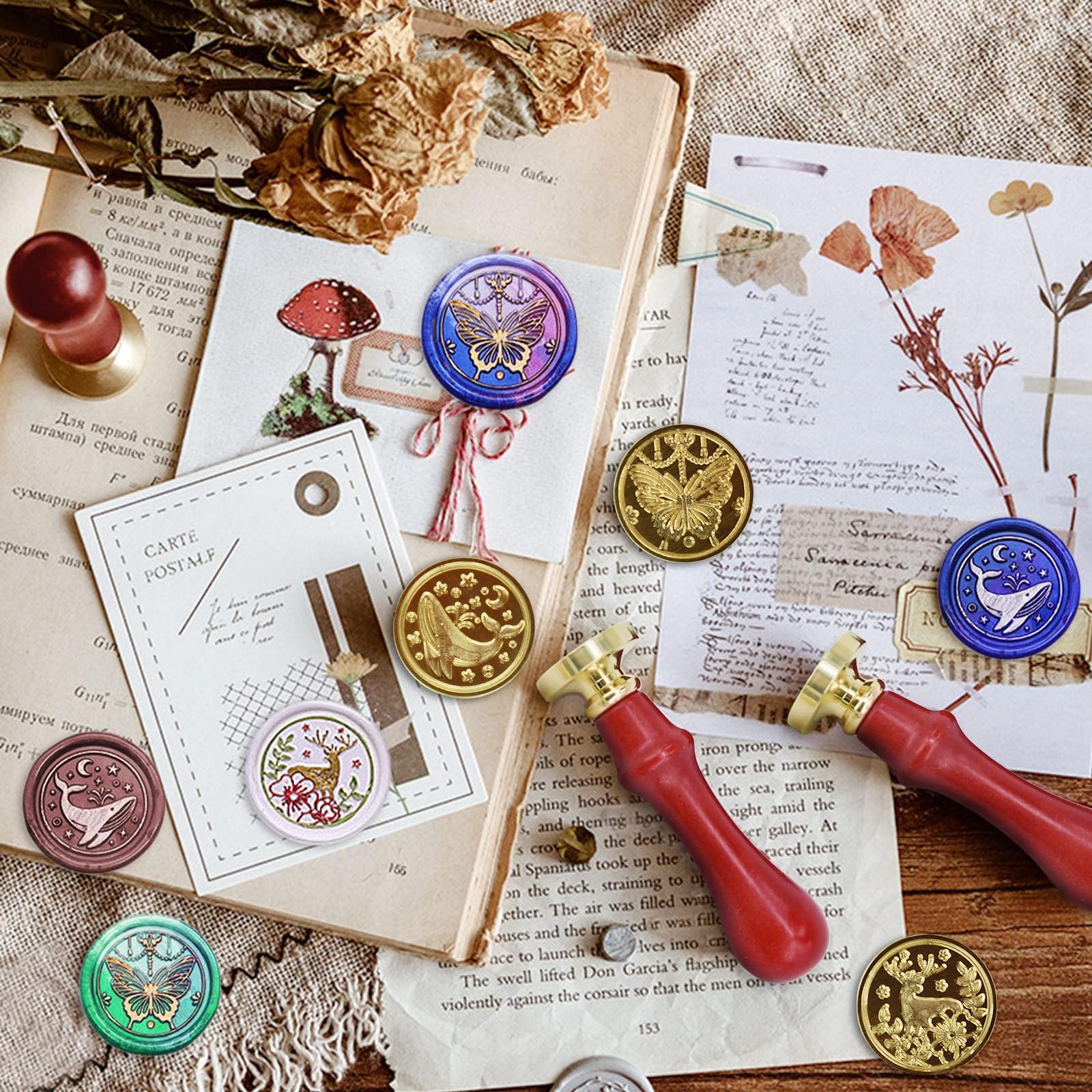 JasCherry Siegelwachs Set - Komplettkit Mit Stempel, Kerzen & Wachsperlen