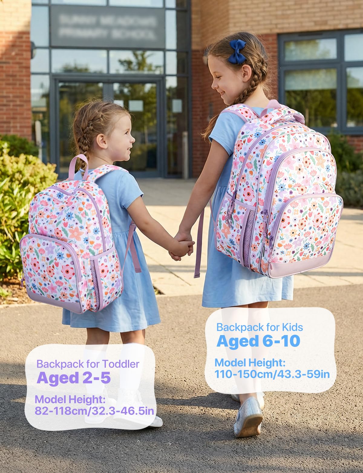 VASCHY Mochila Infantil Niña 12 L 2–5 Años, Ligera, Mochila Escolar para Guardería, Preescolar y Viaje, Floración Lila