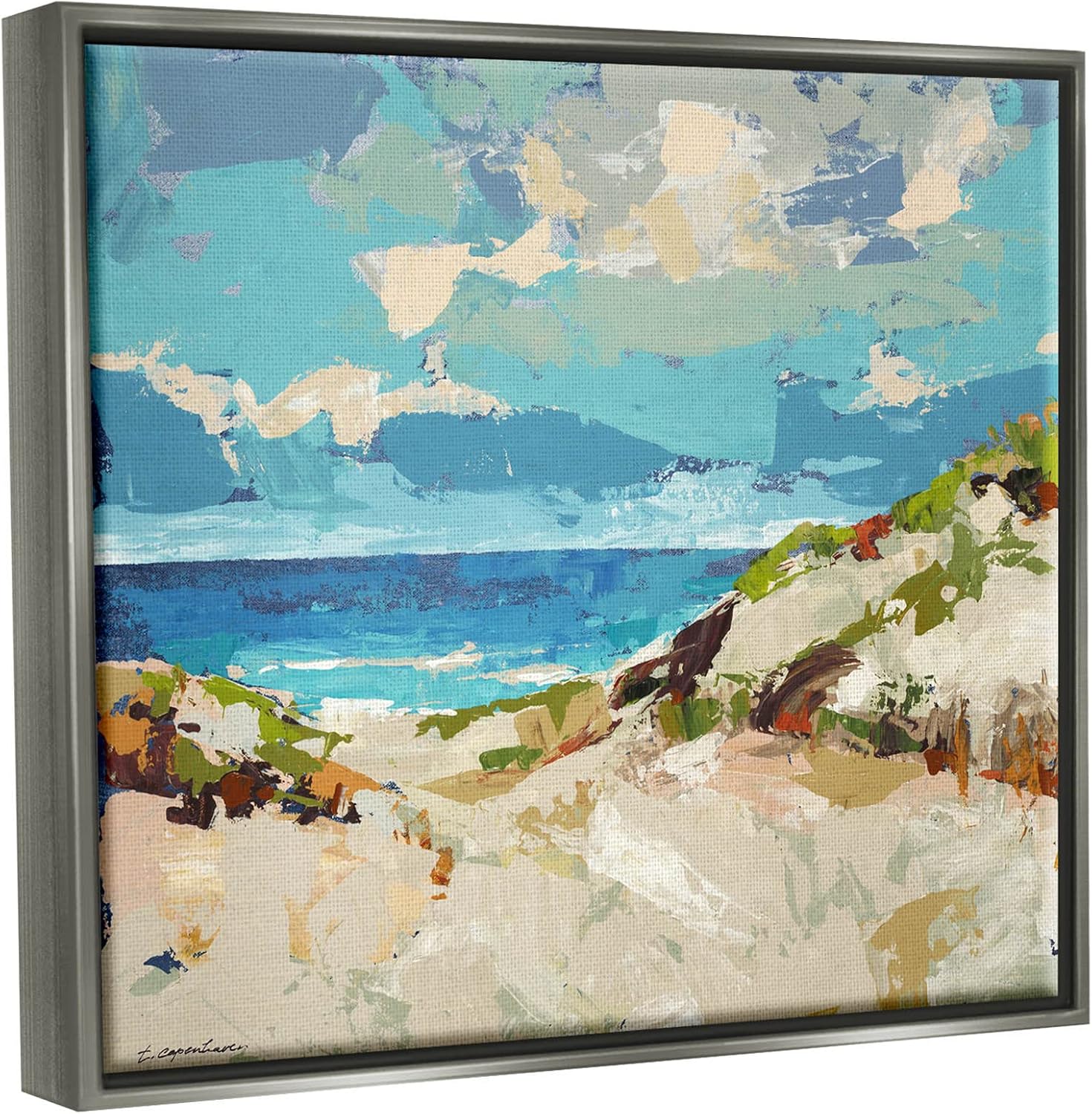 Stupell Industries Abstract Beach Sky Landscape Floating Framed Wall Art, Design by Trevor Copenhaver