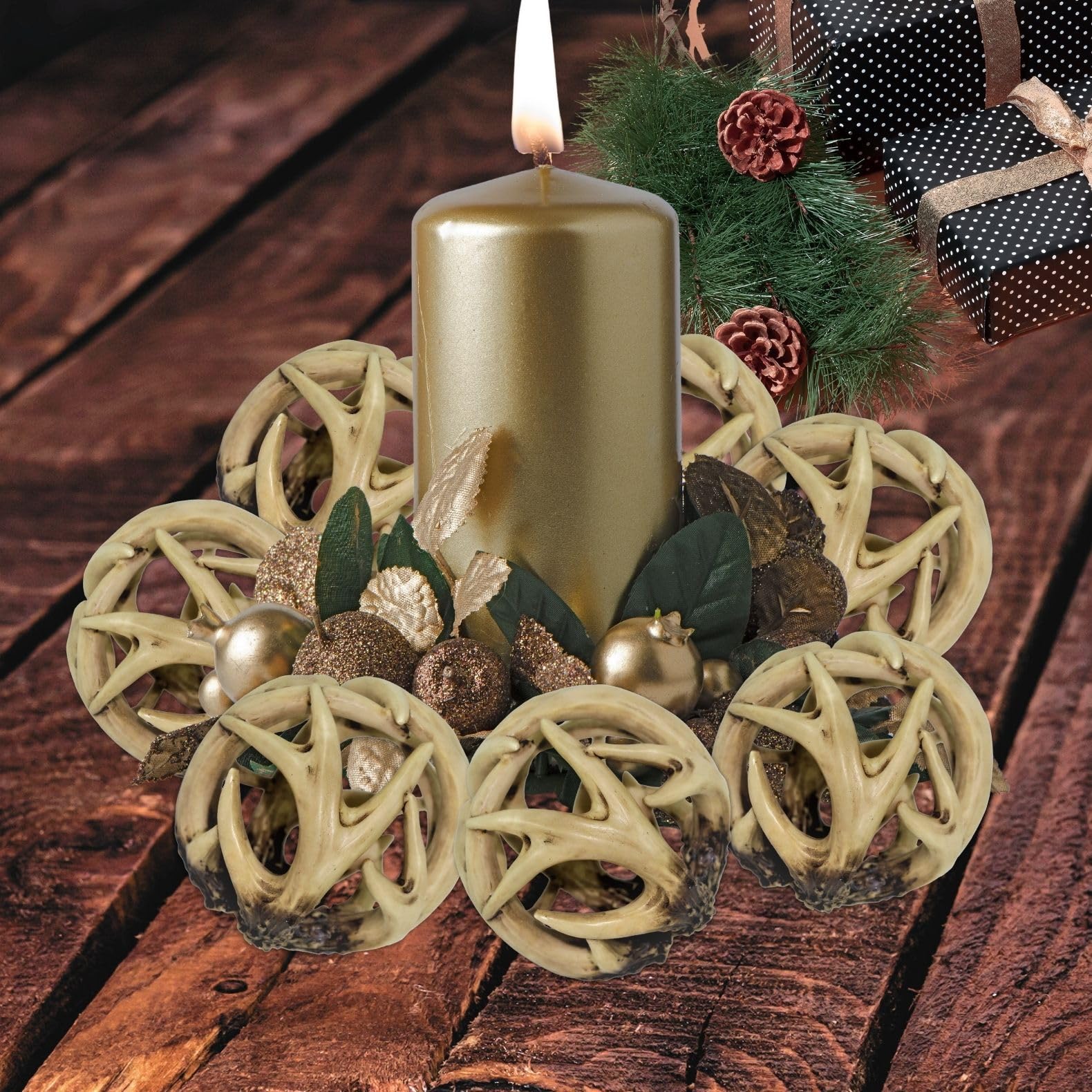 BestGiftEver Decorative Ball Entwined Spherical Rattan Faux Deer Antler Ball 4.25