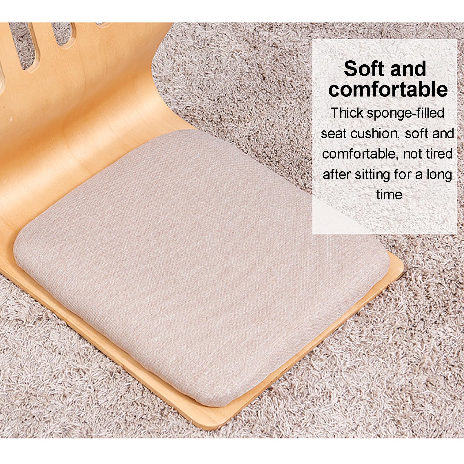 Silla Japonesa para Sala de Estar,Silla Tatami Sin Patas, Silla de Suelo de Meditación de Madera,Silla con Ventana Salediza, Sofá Perezoso con Respaldo(46X37X43cm(18x15x17inch), T)