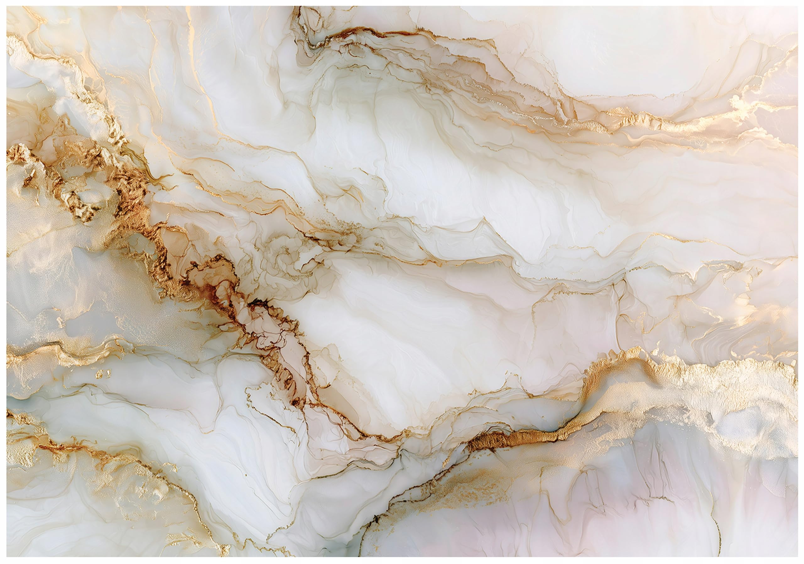 Wallarena Marble Golden Non-Woven Photo Wallpaper 300 X 210 Cm