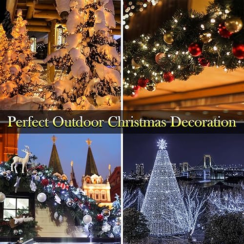 Miniatura 3 de KAQ Paquete de 1 paquete de 1 luz blanca cálida blanca fría total de 180 pies, 500 luces LED solares, tira de luces solares, cable verde de