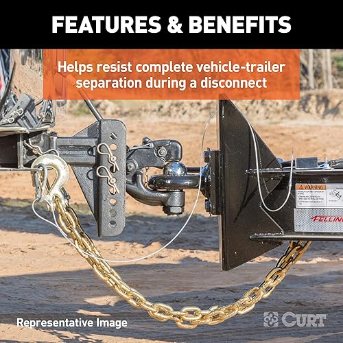 Miniatura 5 de CURT 80304 - Cadena de seguridad para remolque de 35 pulgadas con gancho a presión de horquilla de 516 pulgadas, resistencia a la rotura de 18,800