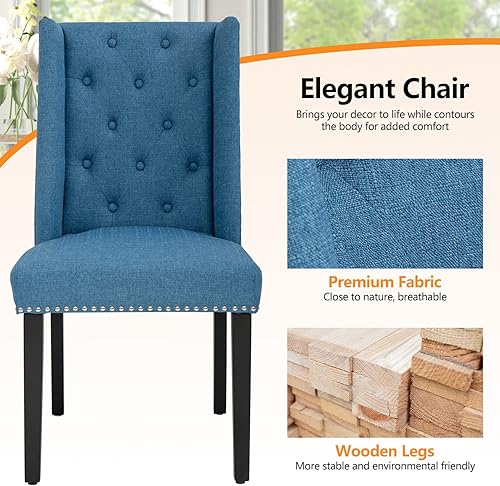Miniatura 6 de FDW Sillas de comedor, sillas de cocina para sala de estar, sillas de comedor (juego de 2) sillas laterales para restaurante, hogar, cocina, sala de