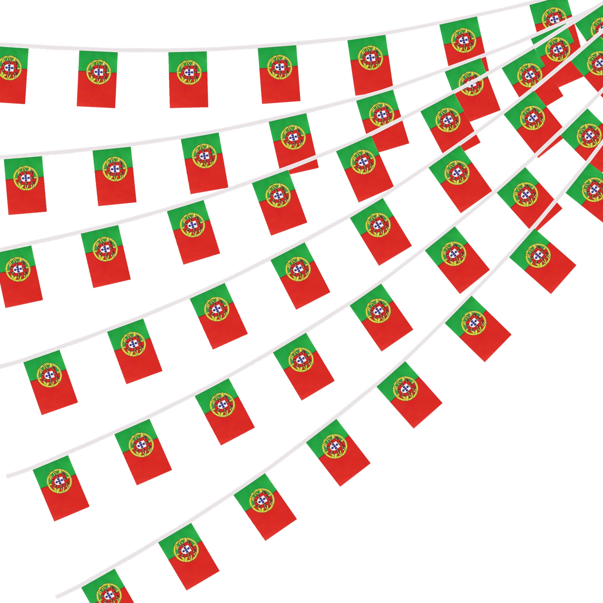 Portugal Portuguese String Flag Pennant Banner, Small Mini Portugal Portuguese Bunting Banner National Country Decoration for School, Party, Patriotic Festival, 66 Feet 60 Flags