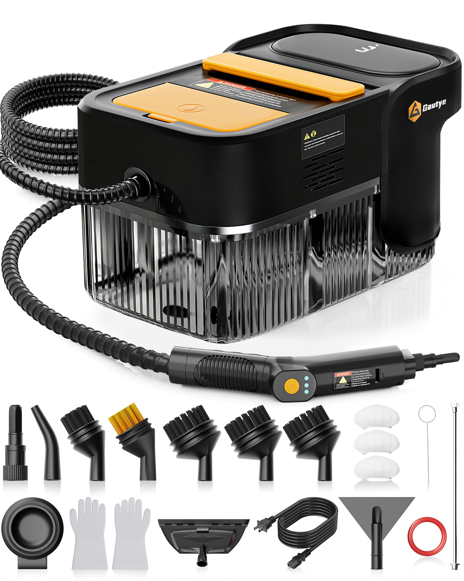 Photo 1 of Gautye Steam Cleaner, 3 Level Adjustable Handle with 18 Accessories, Black