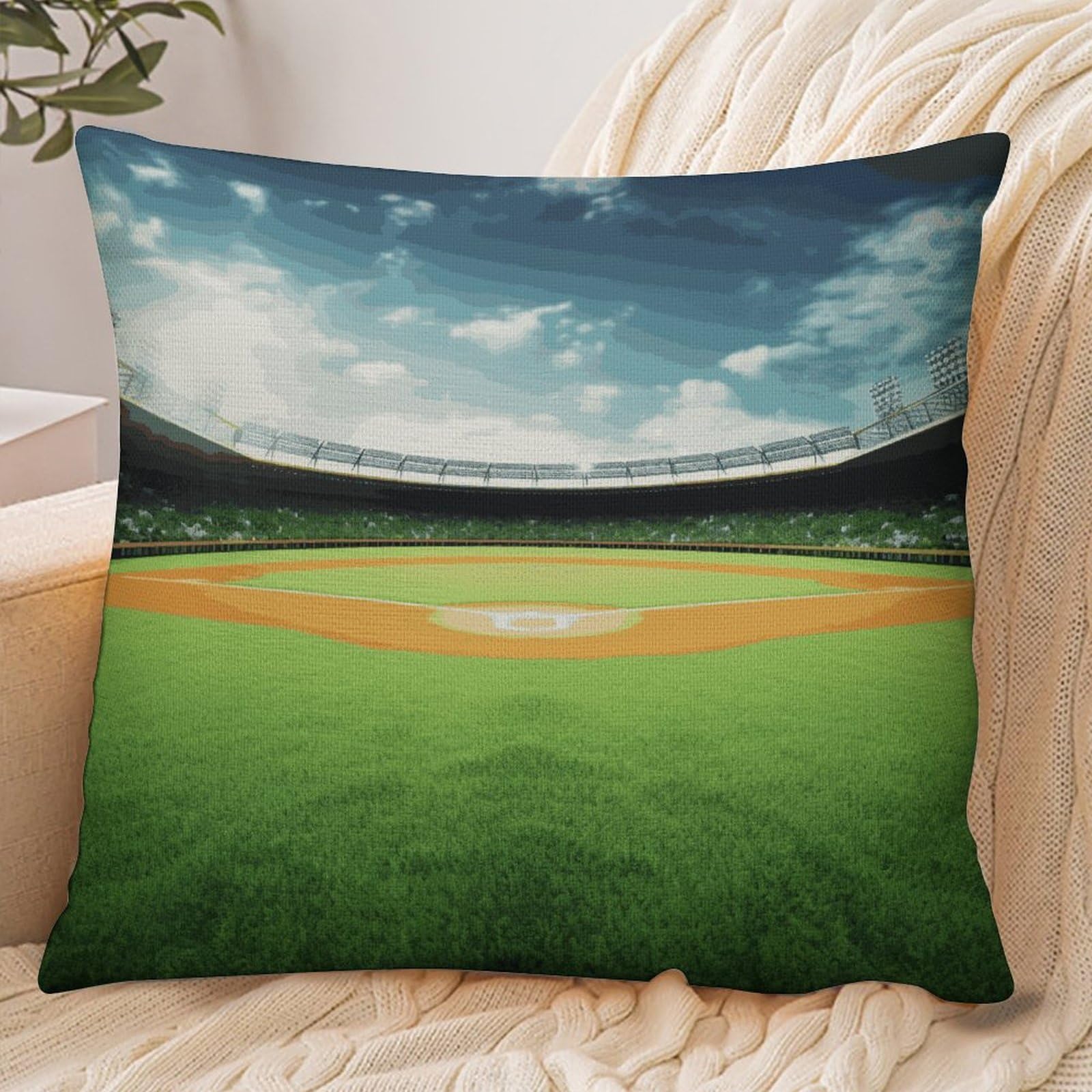 Fekiloot Style Green Baseball Field Backdrop Pillowcase Pillow Sham Pillow Case