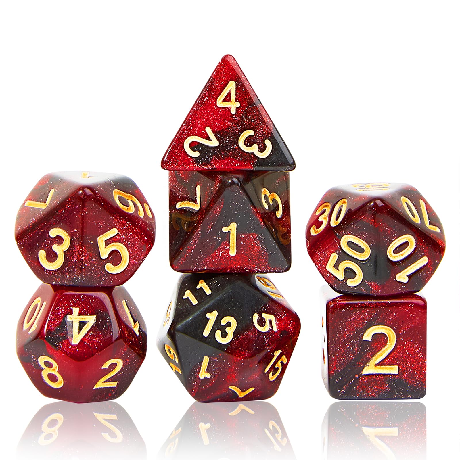 DND Lot De 7 Dés Polyédriques Avec Sac à Dés Noir Pour Jeux De Rôle D&D, RPG, MTG, Jeux De Table, Dés Polyédriques Pour Jeux De Donjons Et Dragons