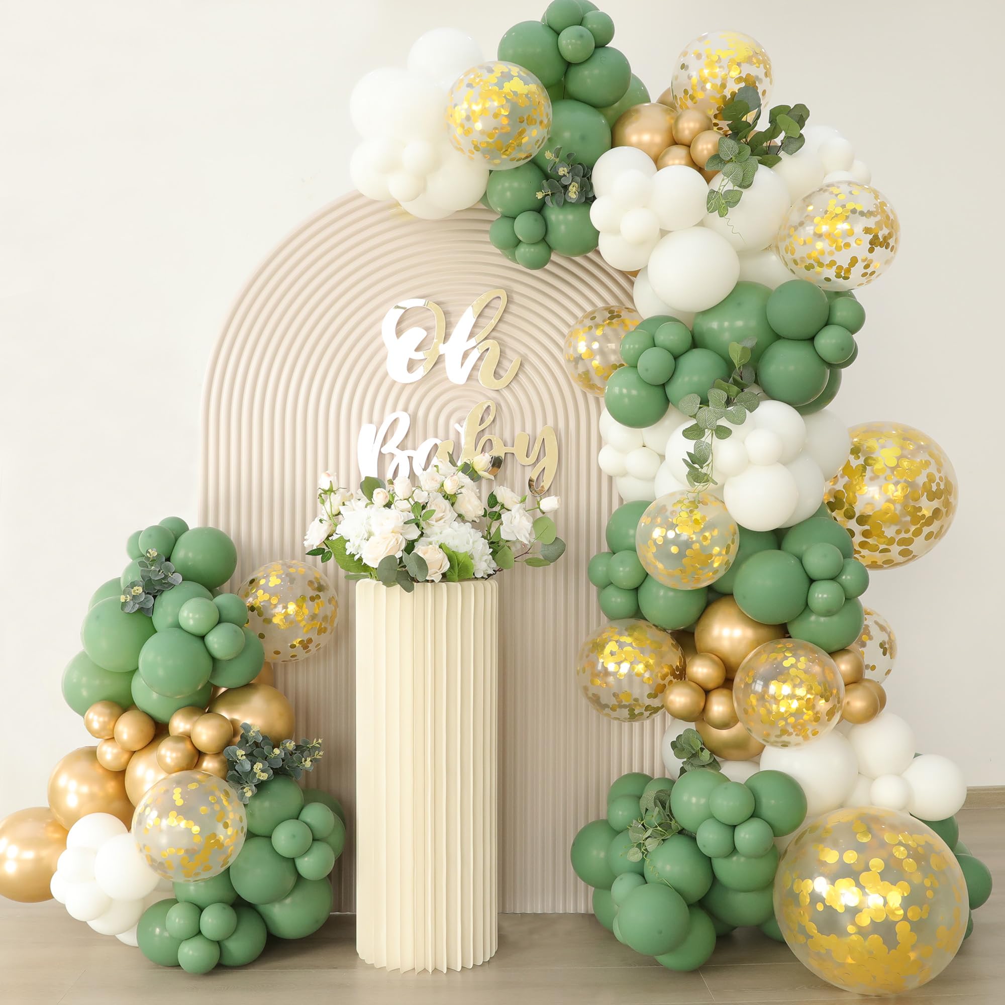 Sage Green Balloon Garland Kit Arch Oh Baby Shower Olive Matte Different Sizes Decor Happy Birthday Party Wedding Jungle Decorations