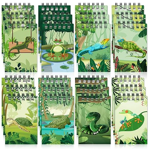 24 piezas de decoración de fiesta de cumpleaños de reptiles, mini cuadernos de reptiles, recuerdos de fiesta de reptiles, mini bloc de notas, 24 piezas de decoración de fiesta de cumpleaños de reptiles, mini cuadernos de reptiles, recuerdos de fiesta de reptiles, mini bloc de notas,