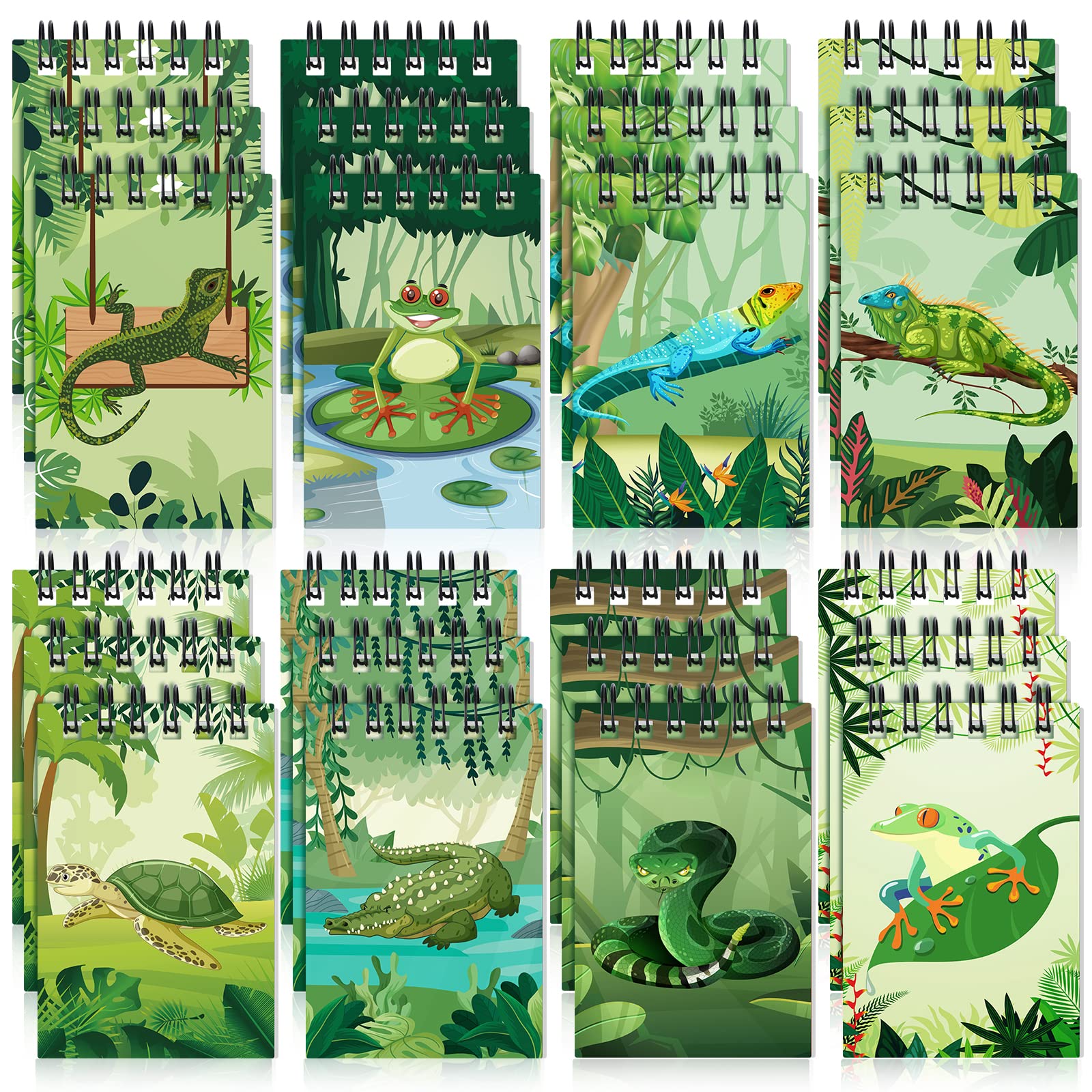 24 Pcs Reptile Birthday Party Decorations Reptile Mini Notebooks Reptile Party Favors Mini Notepads Reptile Lizard Snake Spiral Pocket Notebooks for Reptile Birthday Gifts Rewards 2.36 x 3.54 Inch