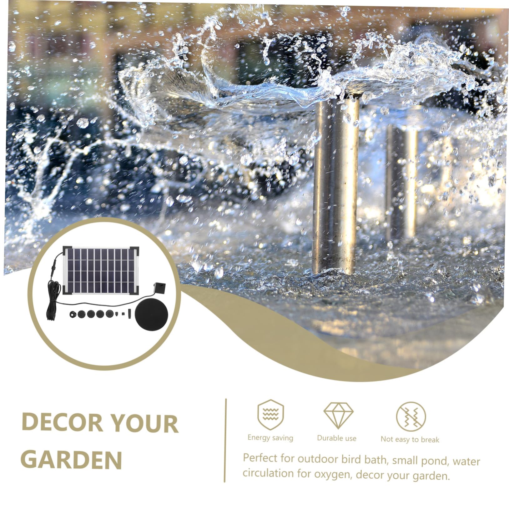 Yardwe Pompe Automatique - Pompe À Eau Avec 6 Arroseurs Pour Bassin De Jardin Alimentée Par Énergie Solaire Sans Électricité