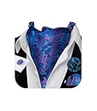 YOHOWA Ascot Tie Silk Cravat Paisley Scarf Self Ties Pocket Square Cufflinks Set Dress Wedding